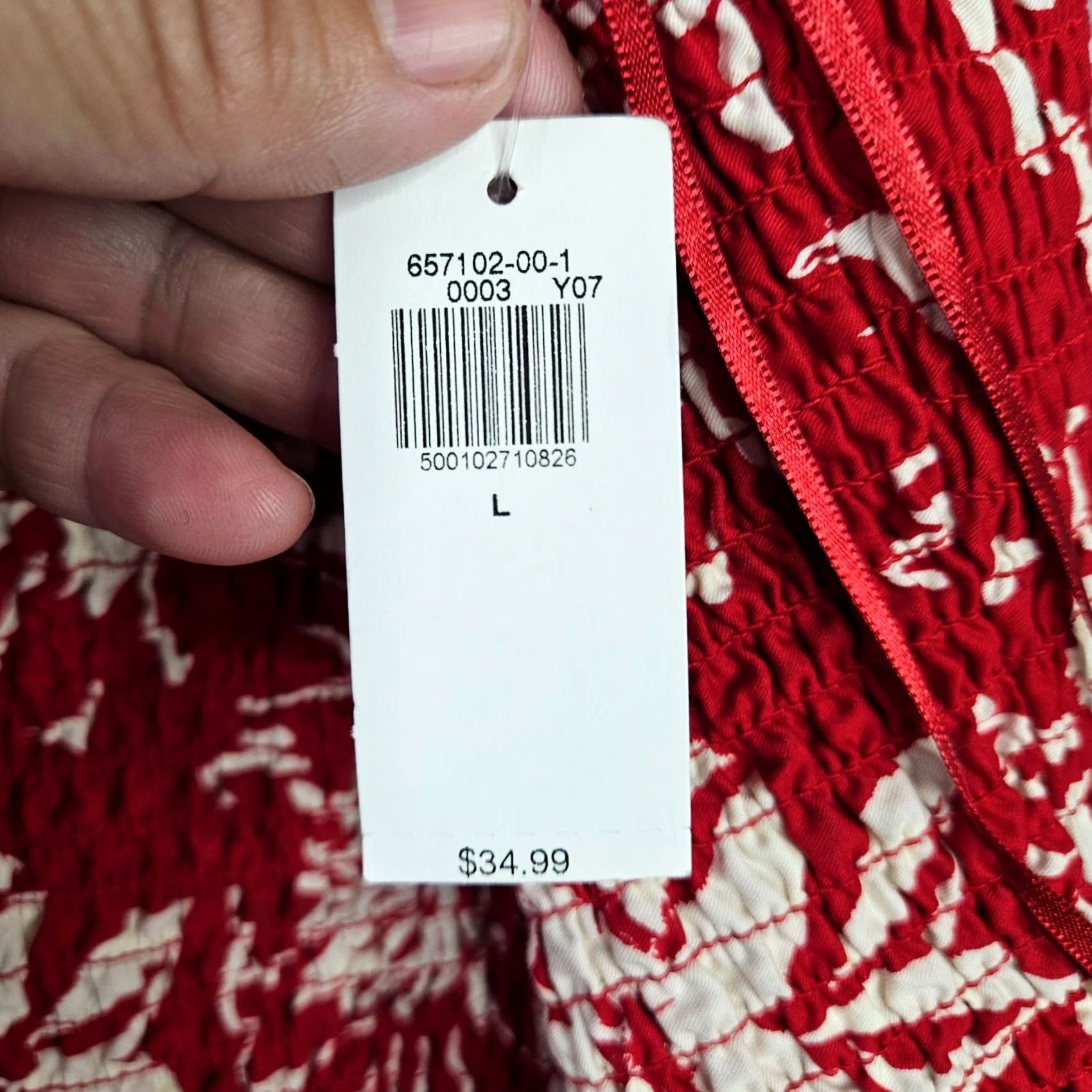 Old Navy Old Navy Woman’s Large Red Floral Smocked Crop Top Ruffle Strap Sleeveless Size L / US 10 / IT 46 - 6 Thumbnail