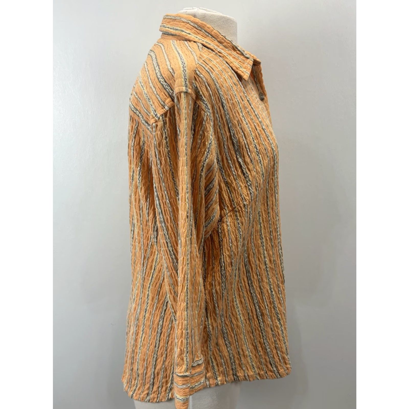 X-LARGE Columbia Crinkle Button Up Shirt Sz X-Large Women’s Striped Gauze Hiking Outdoor Size XL / US 12-14 / IT 48-50 - 4 Thumbnail