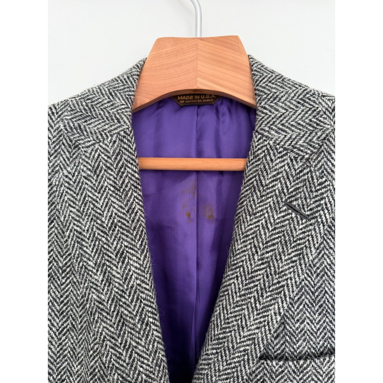 Southwick Mint Epaulet Southwick Sport Coat Grey, Harris Tweed Size 38R - 2 Thumbnail