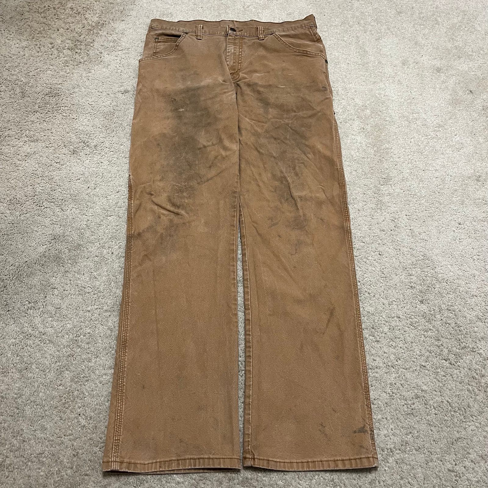Dickies Dickies Distressed Faded Dark Tan Workwear Pants 34Wx32L Size US 34 / EU 50 - 2 Thumbnail