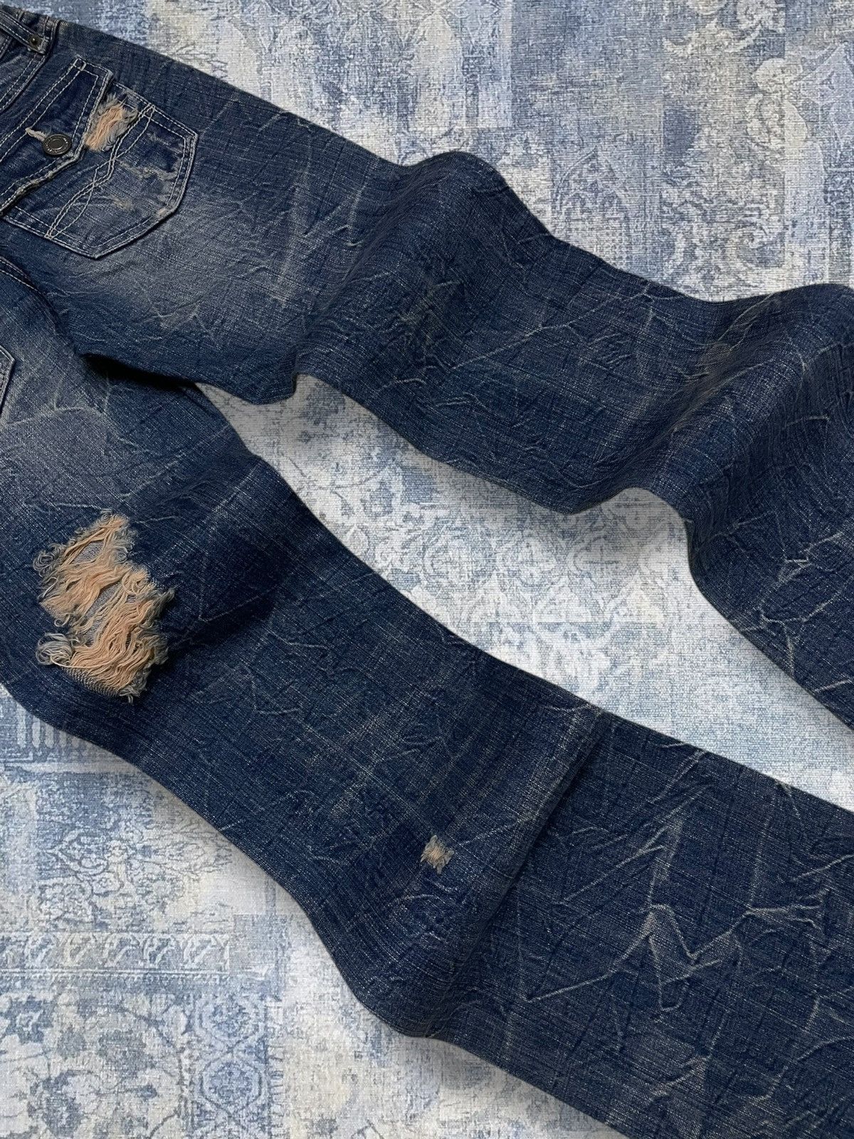 Tornado Mart Vintage 1990s Og Designer Nylaus Japan Flared Mudwash Denim Size US 26 / EU 42 - 13 Thumbnail