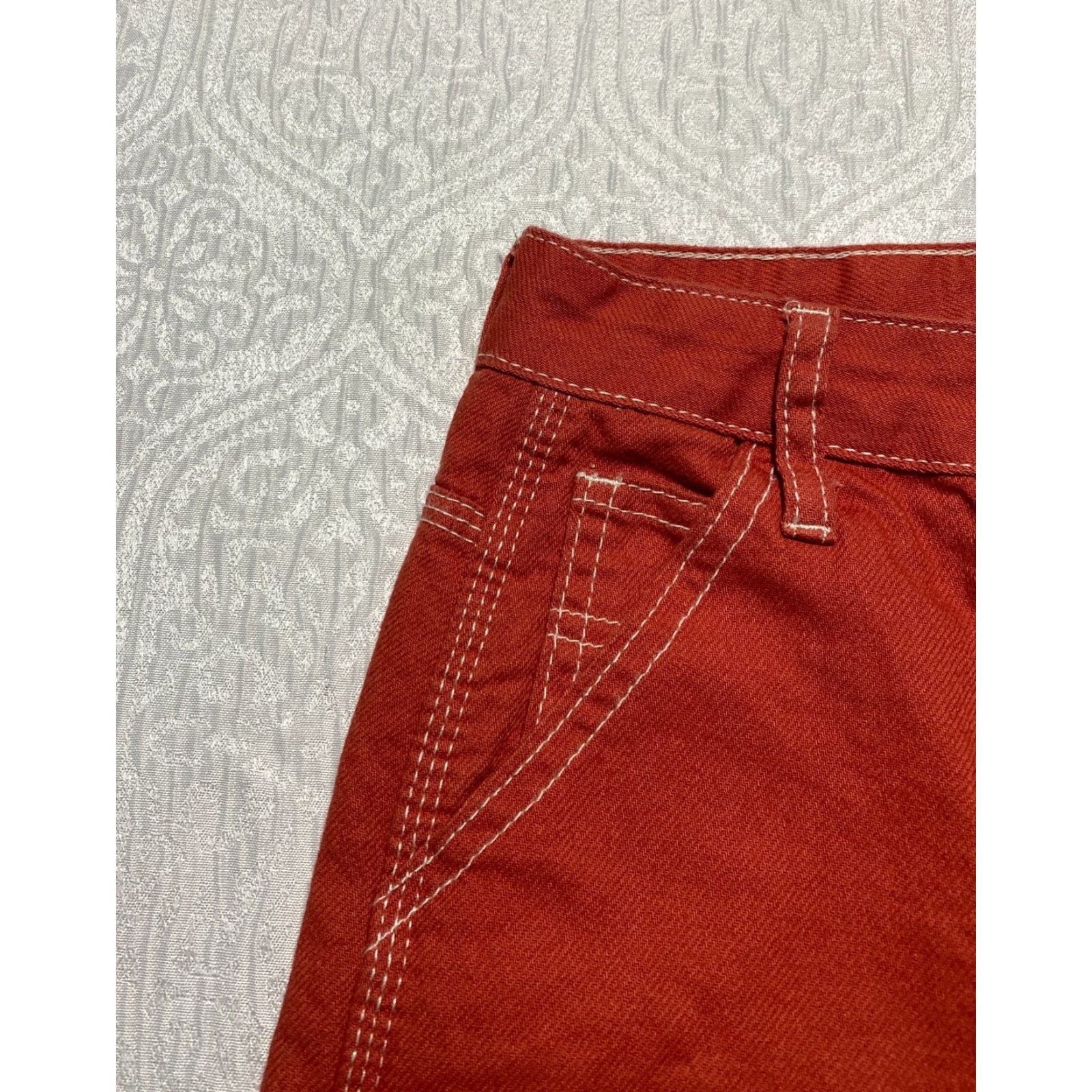 Vintage S.O.N.G Pants Carpenter 90s High Rise Juniors Size 1 Womens Rust Red Straight Leg Pockets Workwear Size 42" / US 20 - 5 Thumbnail