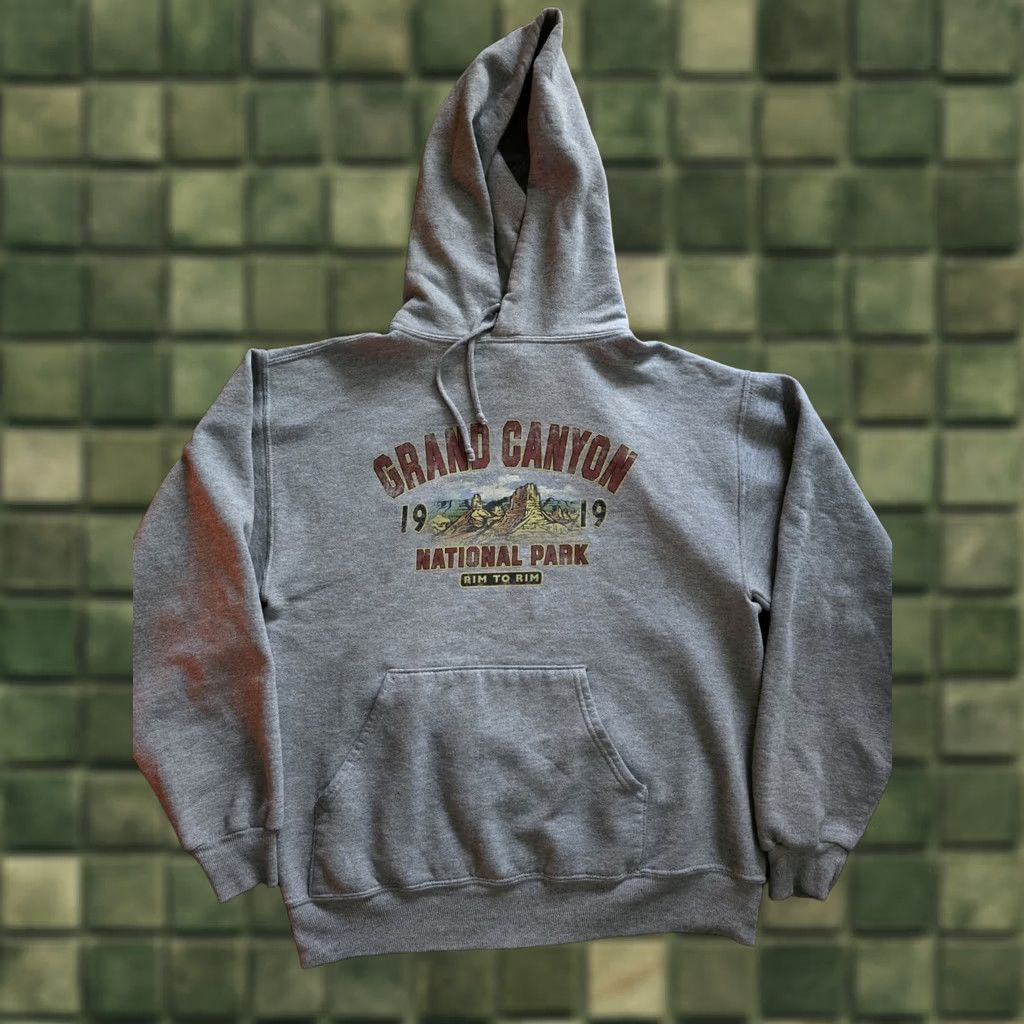 Vintage VINTAGE Grand Canyon Hoodie Gray M Men 90s Pullover Hooded Pockets Logo All Seasons Cotton Blend 1990s Y2k Large? Size US M / EU 48-50 / 2 - 1 Thumbnail