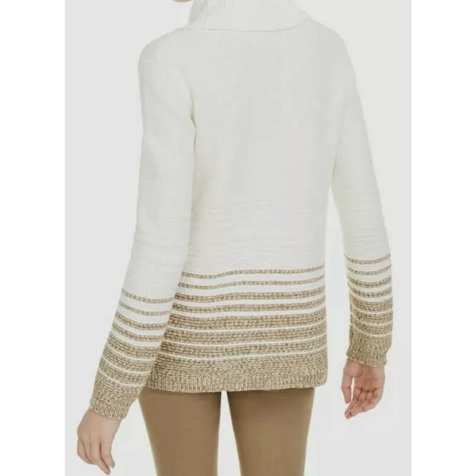 Calvin Klein NWT Calvin Klein Striped Turtleneck Stretch Size L A002097 Size L / US 10 / IT 46 - 3 Thumbnail