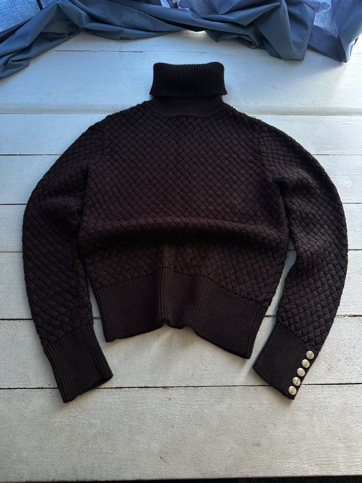 Other LUXURY HOLLAND COOPER 🚨 DARK BROWN BIG KNIT SWEATER Size XS / US 0-2 / IT 36-38 - 1 Thumbnail