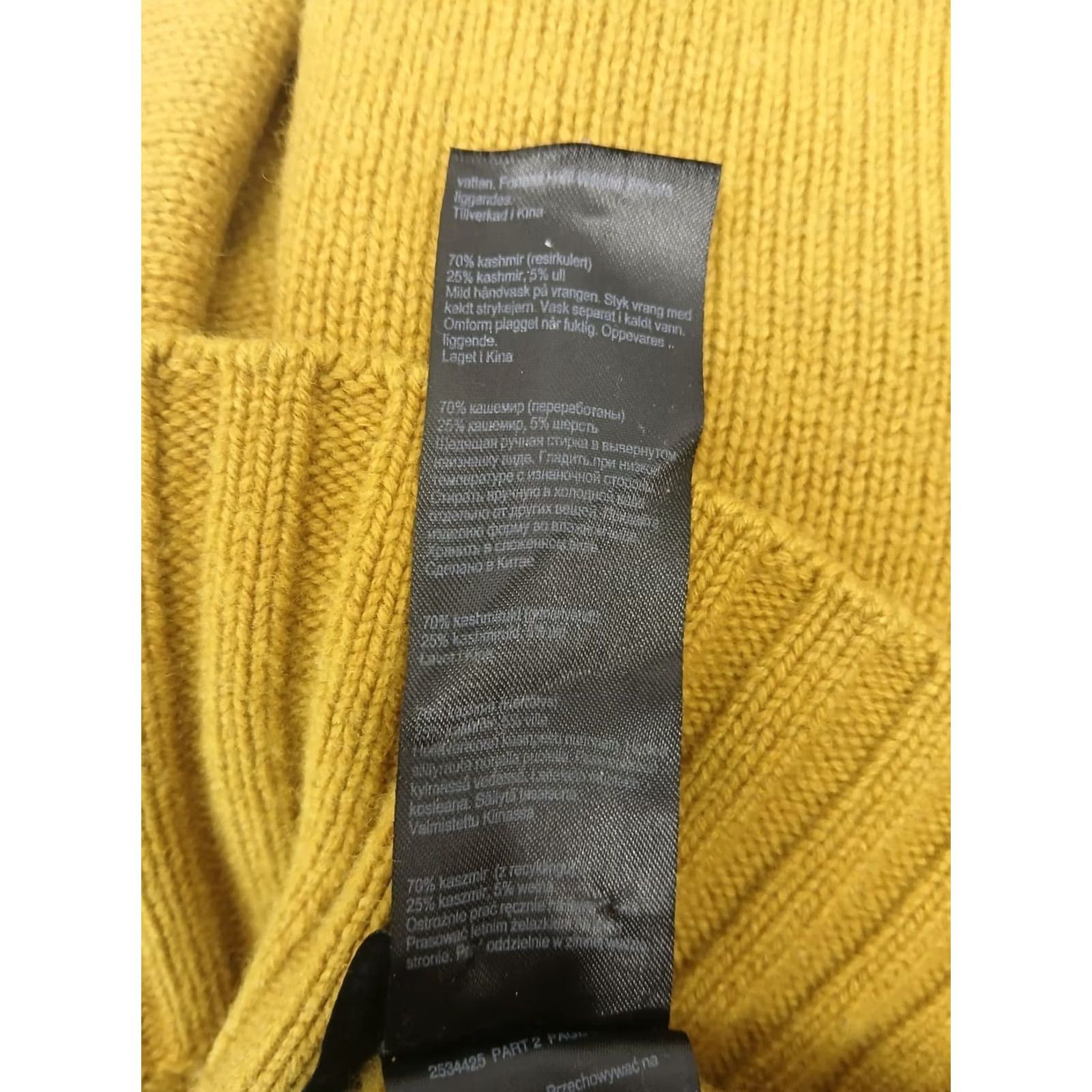 Allsaints Sweater Womens Xs Mustard Cashmere Crewneck Tight Knit Pullover Italian Yarn in Orange, Women's — image 6 of 6