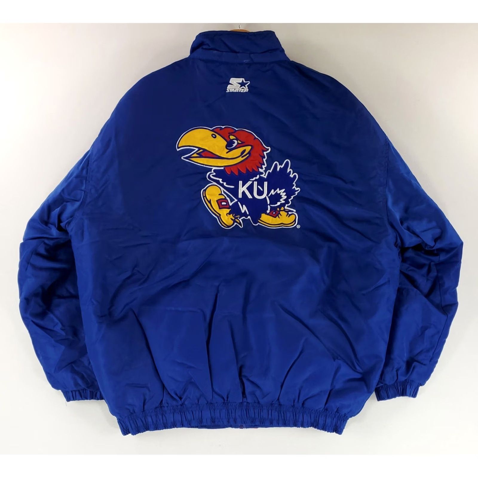 Starter VINTAGE Starter Jacket VTG 90s University Kansas Full Zip Snap Embroidered Blue Mens 3XL Parka Jacket, Blue, 3XL Size US XXL / EU 58 / 5 - 5 Thumbnail