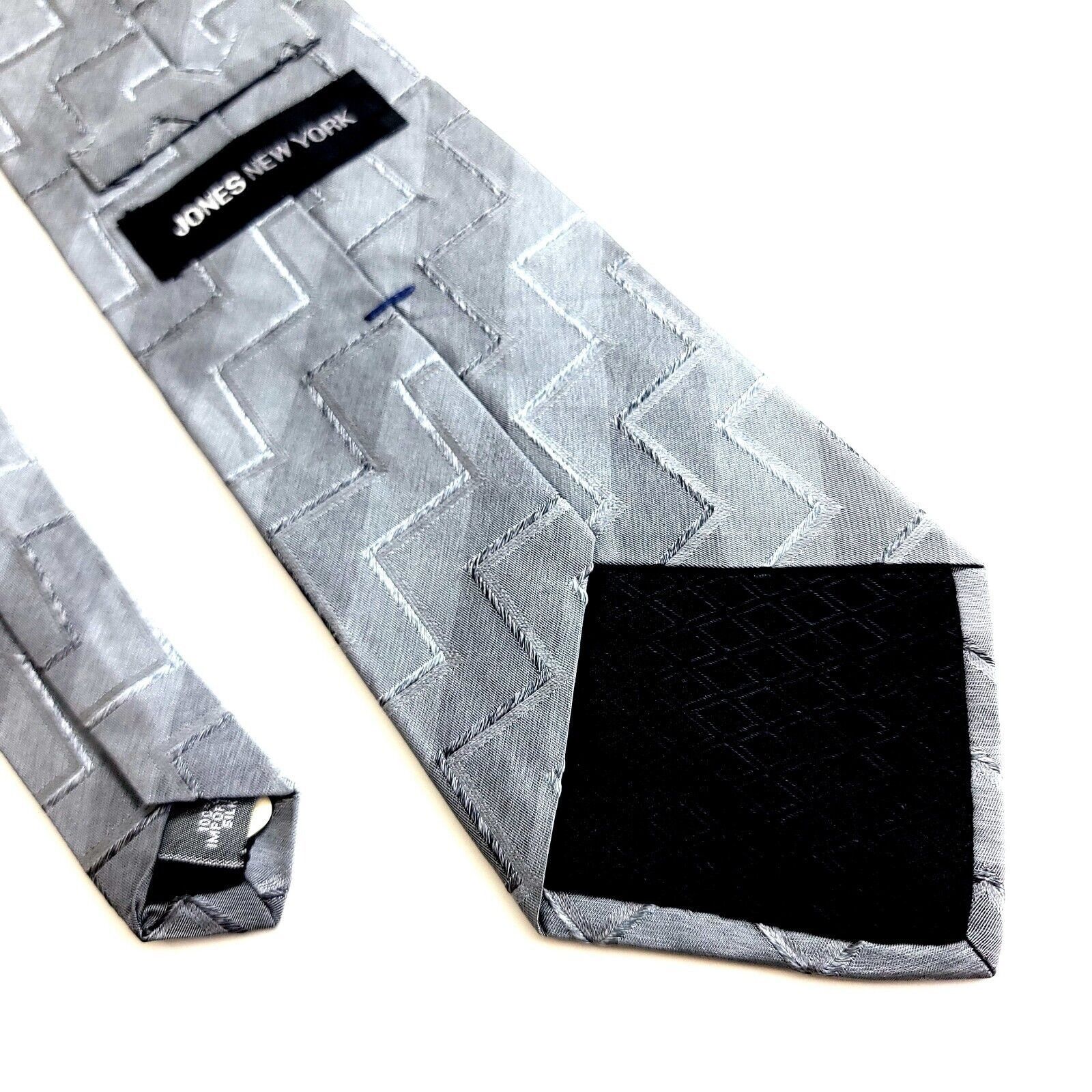 Jones New York Jones New York Gray Zig Zag Striped Woven Short Silk Tie Size ONE SIZE - 5 Thumbnail