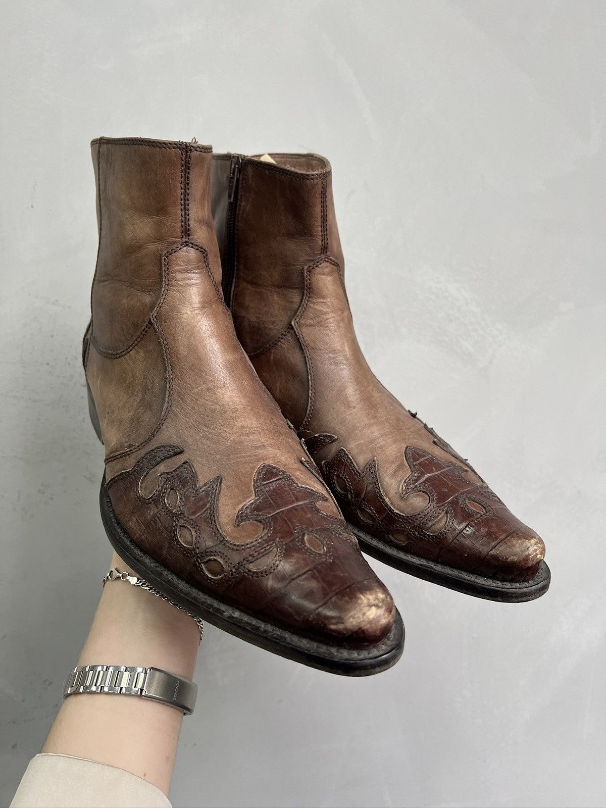 Western Rise Western Brown Leather Chelsea Boots guidi style Y2K Size US 9 / EU 42 - 2 Thumbnail