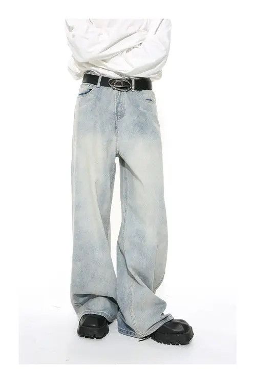 Other Washed light blue straight distressed jeans Size US 32 / EU 48 - 2 Thumbnail