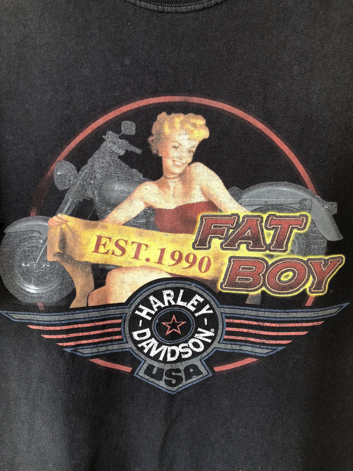 Harley Davidson × Vintage Vintage Harley Davidson Fat Boy Tee Size US L / EU 52-54 / 3 - 3 Thumbnail