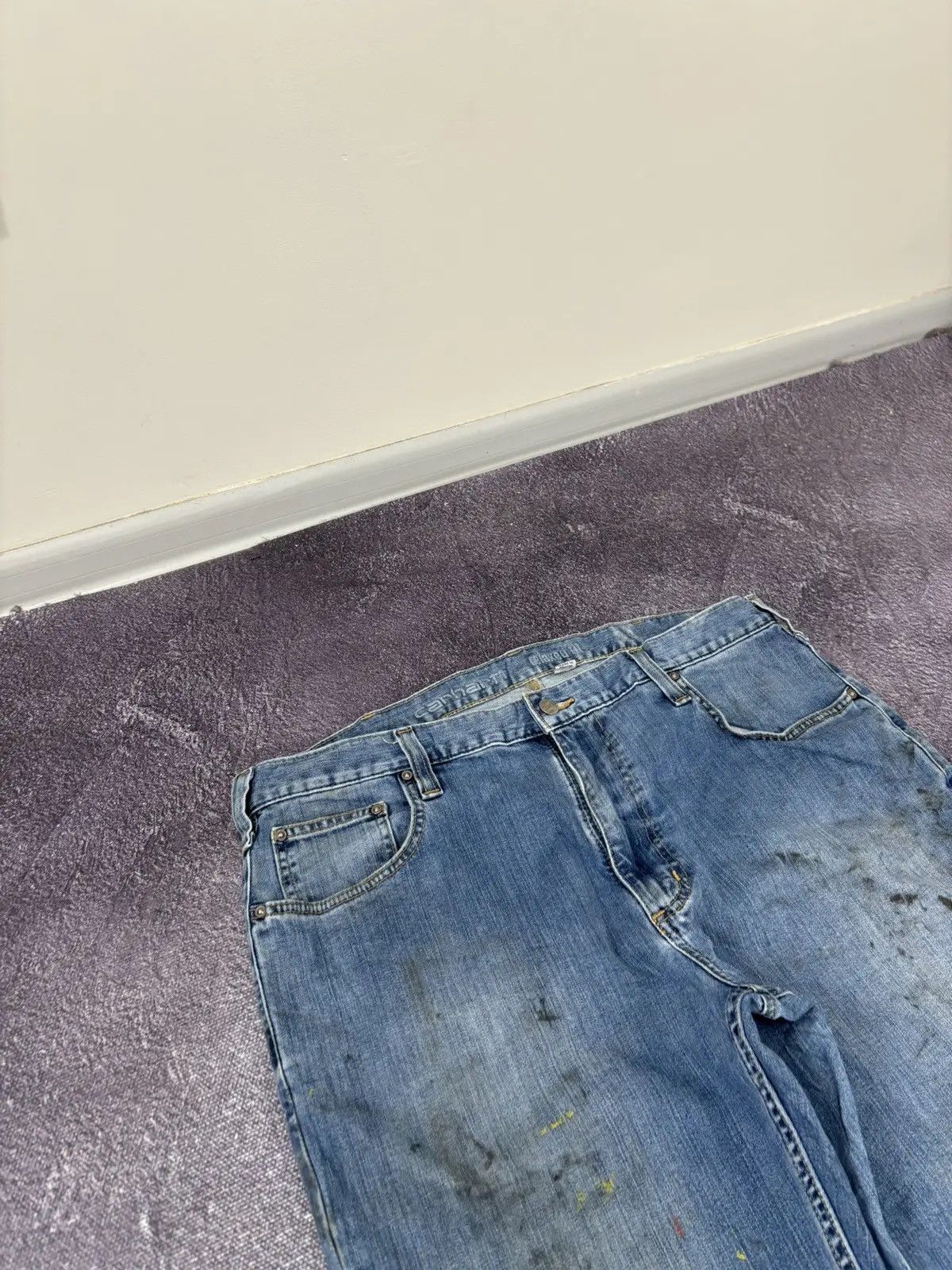 Carhartt × Vintage Vintage Carhartt Faded Blue Relaxed Fit Painted Hype Jeans Size US 38 / EU 54 - 9 Thumbnail