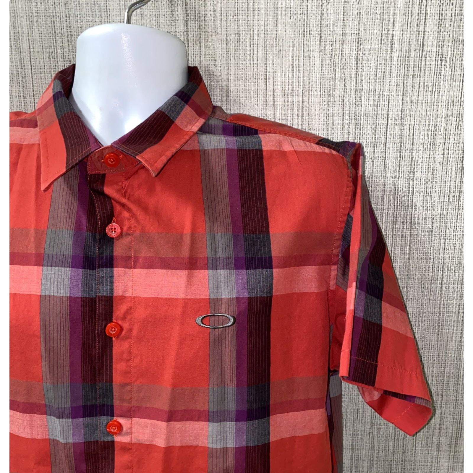 Oakley Oakley Mens Multicolor Plaid Short Sleeve Button Front Shirt L Regular Colorful Button-Up Mens Size US L / EU 52-54 / 3 - 2 Thumbnail