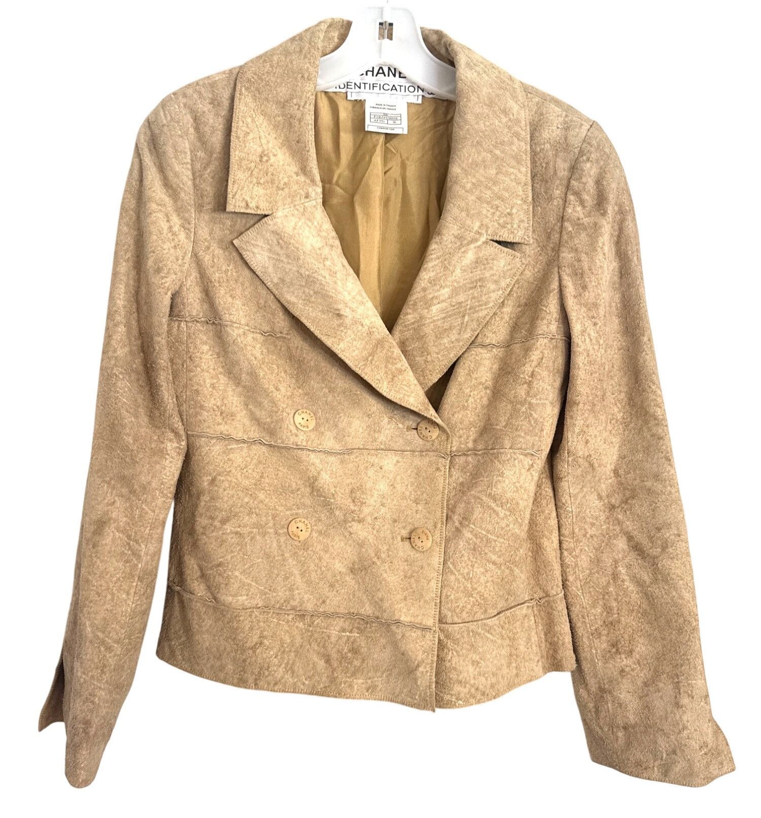 Chanel Chanel Womens Tan Double-Breasted Suede Blazer Size 36 100% Size XS / US 0-2 / IT 36-38 - 1 Thumbnail