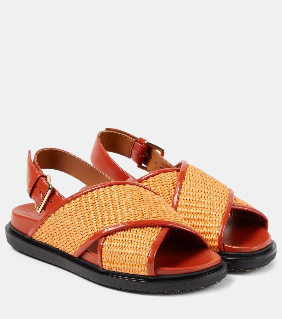 o1w1db10125 Fussbet Raffia-Effect Sandals in Orange