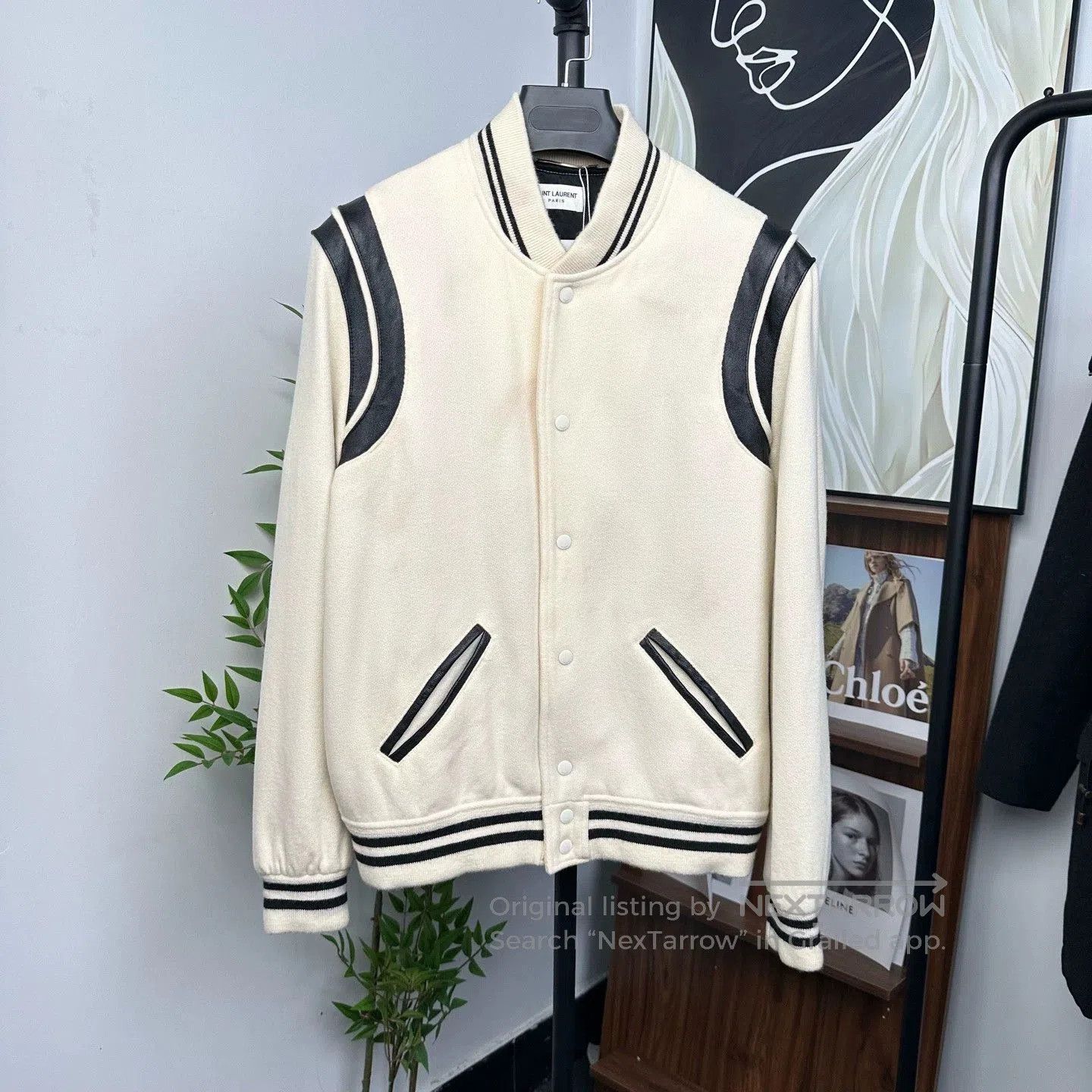 Saint Laurent Paris classic black and white wool baseball jacket. Size US XXL / EU 58 / 5 - 1 Thumbnail