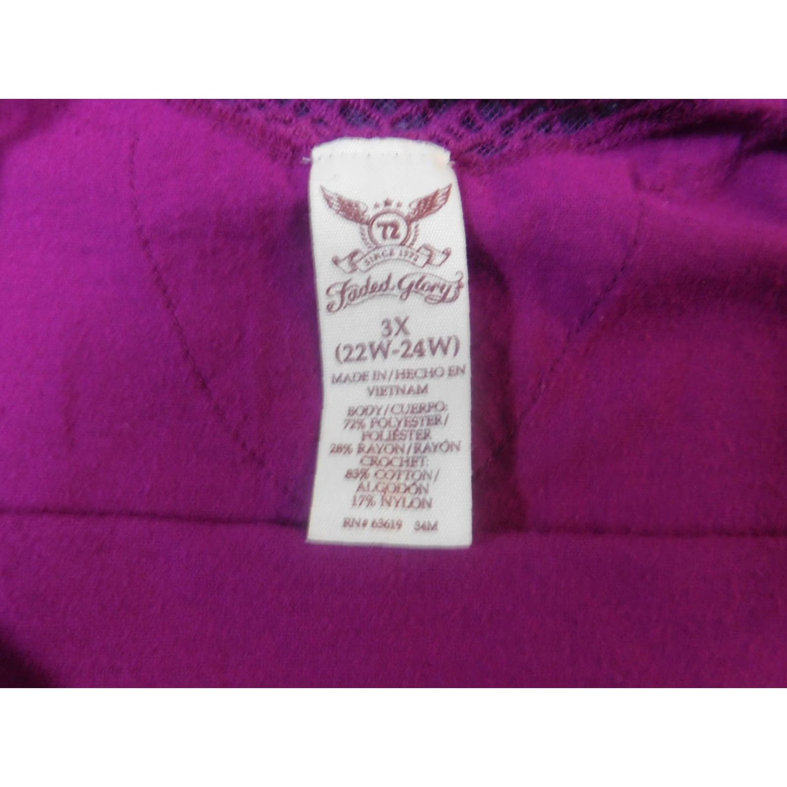Faded Glory Faded Glory Blouse Shirt 3X Womens Purple Dolman Sleeve Button Collared Tunic Casual Size XXL / US 16-18 / IT 52-54 - 6 Thumbnail
