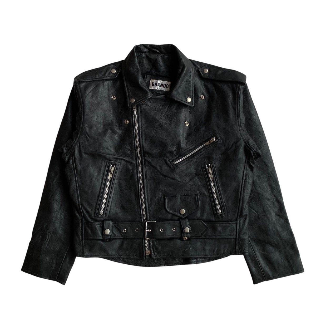 Genuine Leather × Japanese Brand BRANDO Bikers Leather Jacket Size US L / EU 52-54 / 3 - 3 Thumbnail