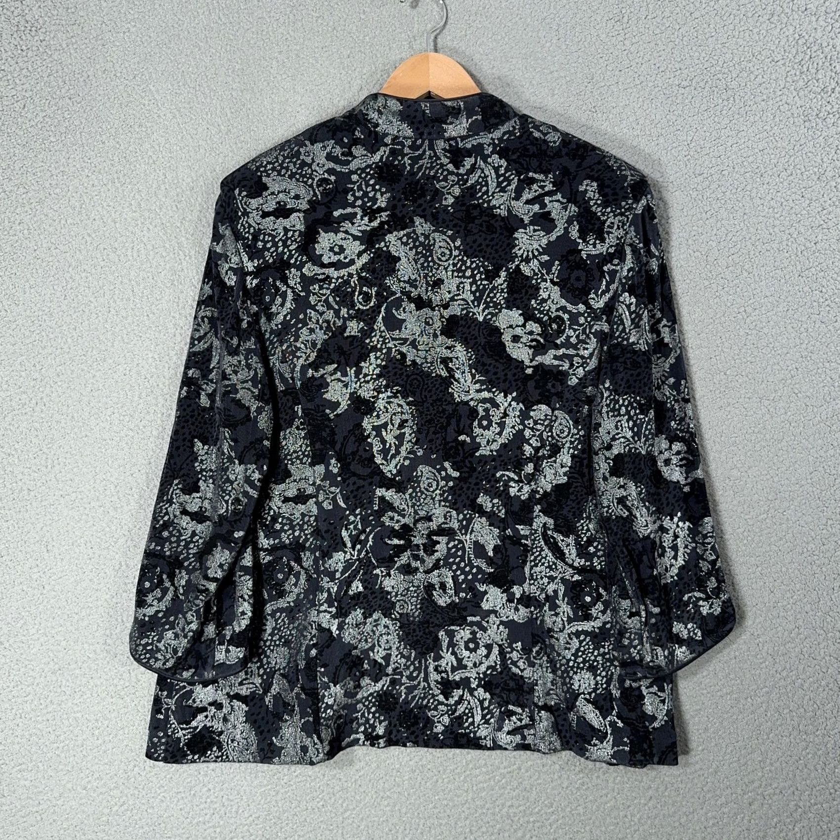 Alex Evenings VINTAGE Alex Evenings Jacket Womens XL Black Floral Metallic Open Front Formal Cardian Size XL / US 12-14 / IT 48-50 - 7 Thumbnail