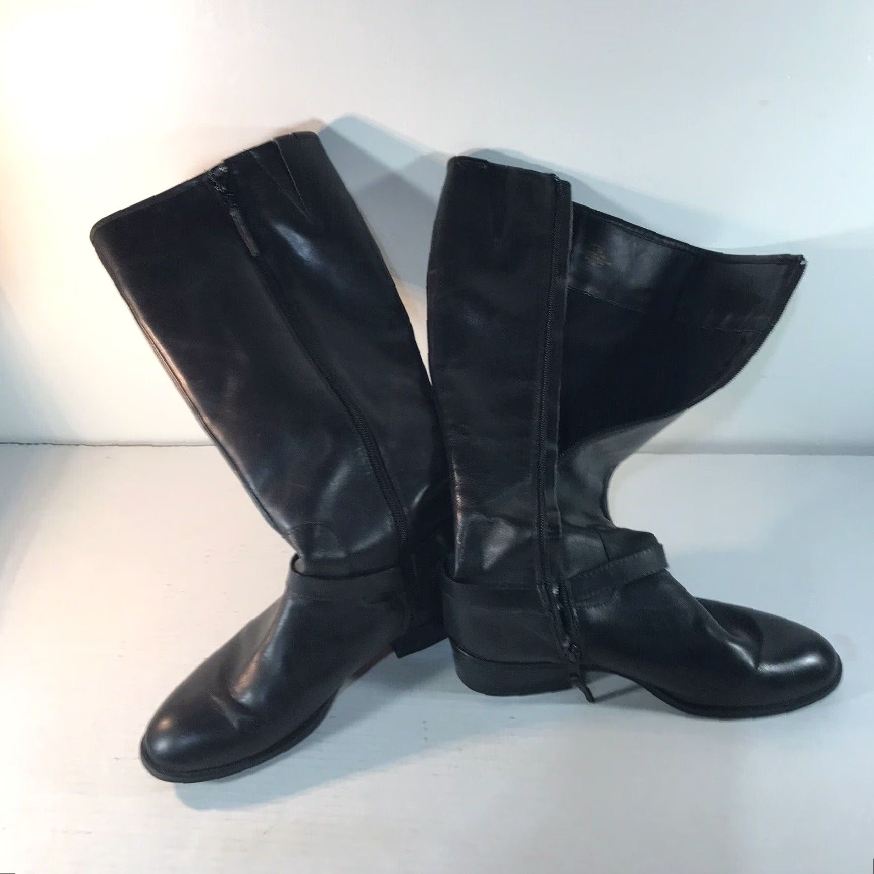 Ralph Lauren Ralph Lauren Marion Black Leather Knee High Boots Womens 7.5B Size 7.5 Knee High Boot Women Riding Leather Black Full Zip Buckle Logo Zipper Lined Size US 8 / IT 38 - 5 Thumbnail