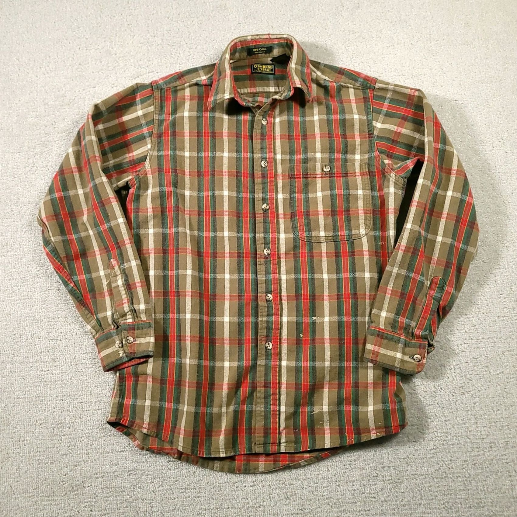Vintage VINTAGE OshKosh B’Gosh Flannel Shirt Plaid Green Re Mens MT Tall Grunge Size US M / EU 48-50 / 2 - 2 Thumbnail