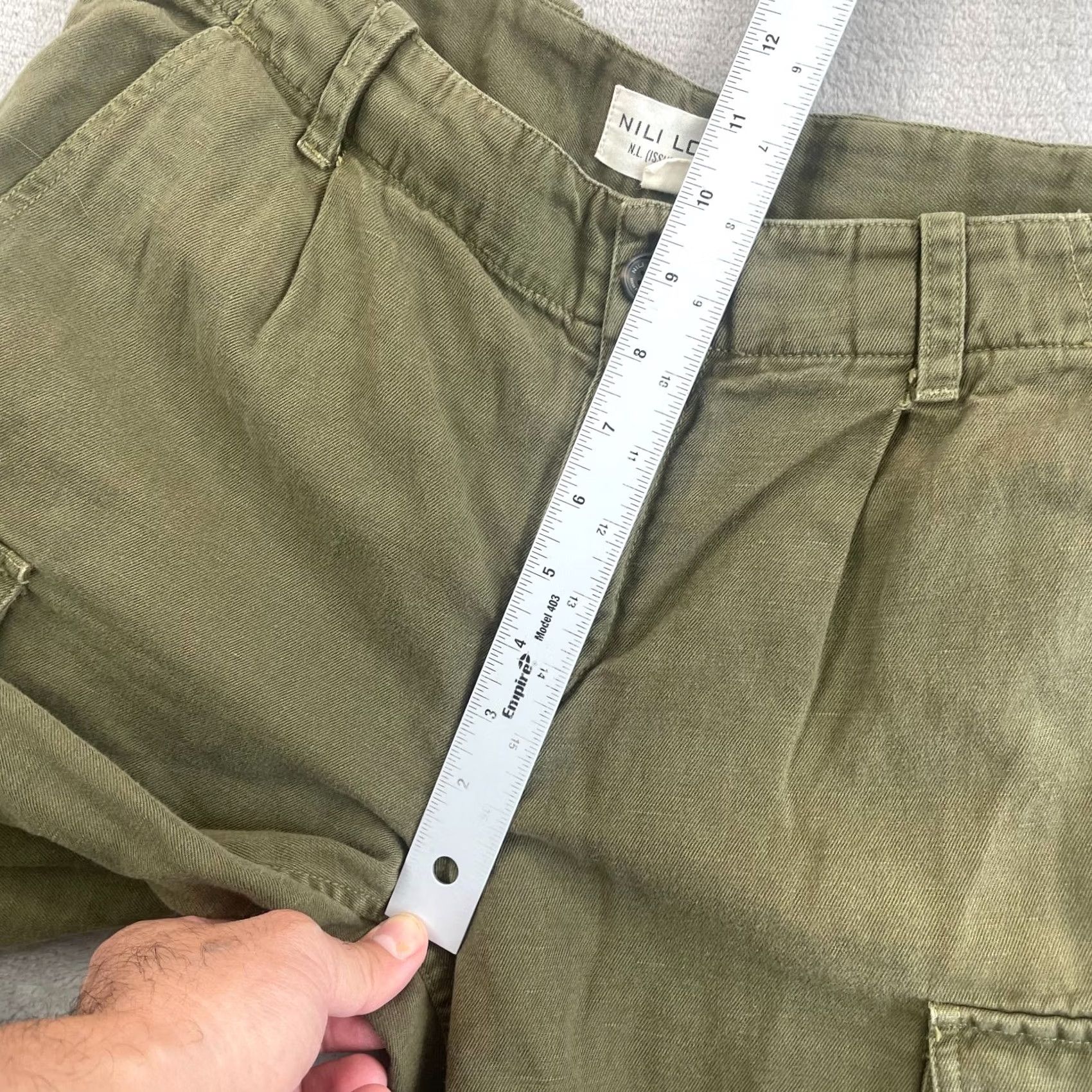 Nili Lotan NILI LOTAN Yannic Cotton Twill Cargo Pants Olive Green Women's 4 Linen Blend Straight Leg Pockets Army City Hipster Preppy USA 31" Waist Vintage No Size 27" / US 4 / IT 40 - 7 Thumbnail