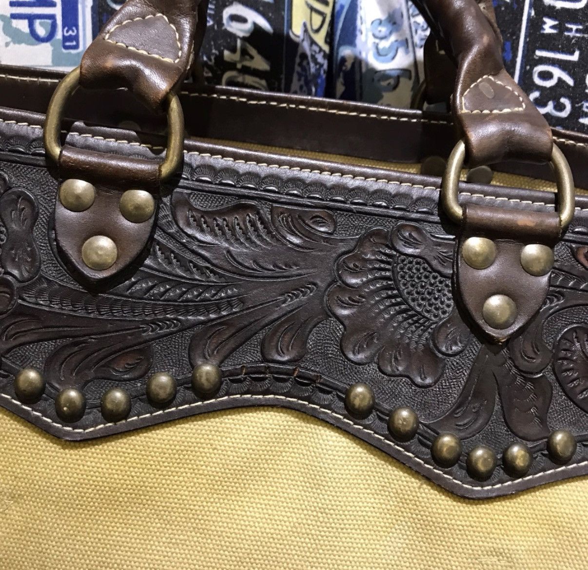 Polo Ralph Lauren RRL Ralph Lauren Tooled Leather Tote Bag K22 Size ONE SIZE - 4 Thumbnail