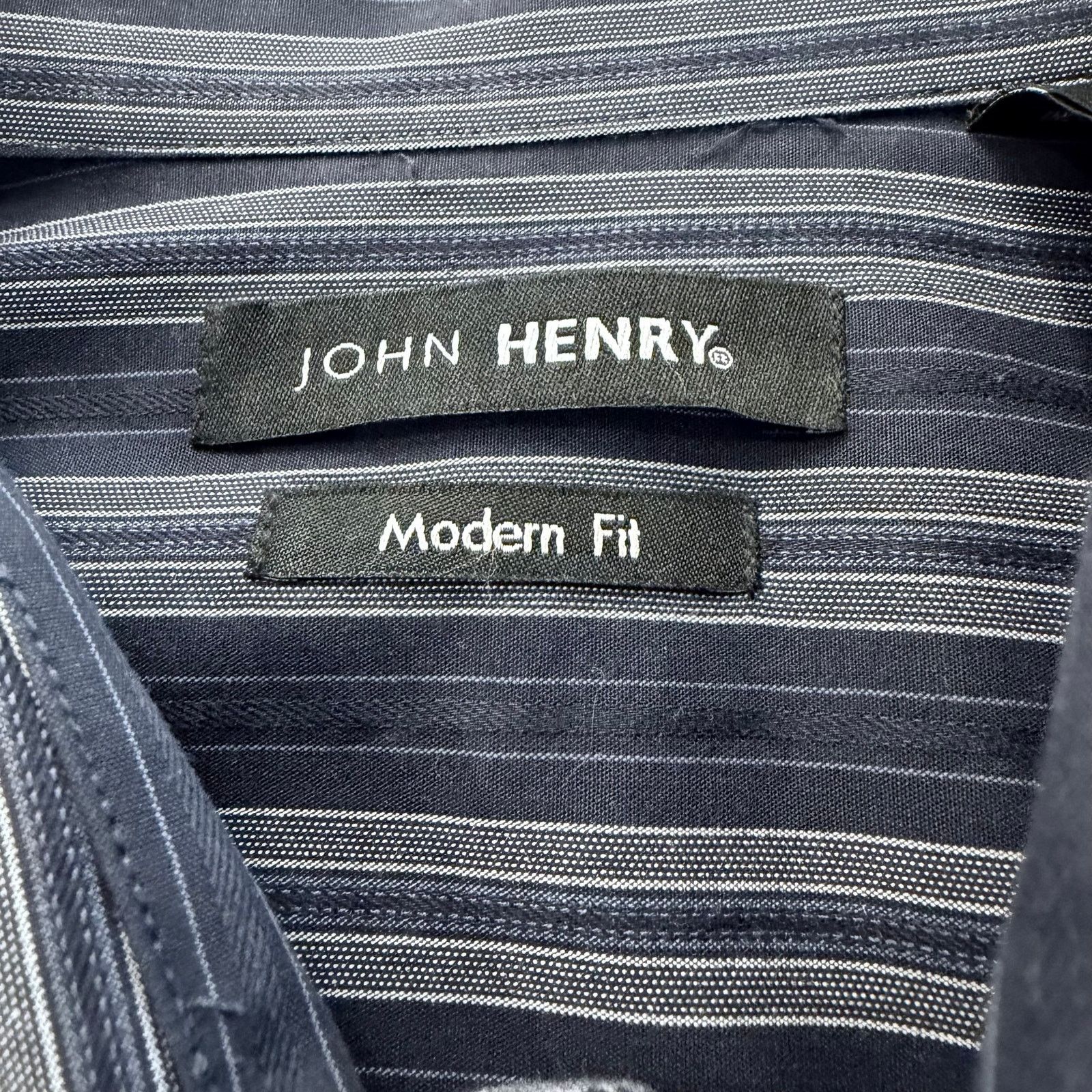 John Henry John Henry Navy Striped Button-Up Shirt Size US L / EU 52-54 / 3 - 4 Thumbnail