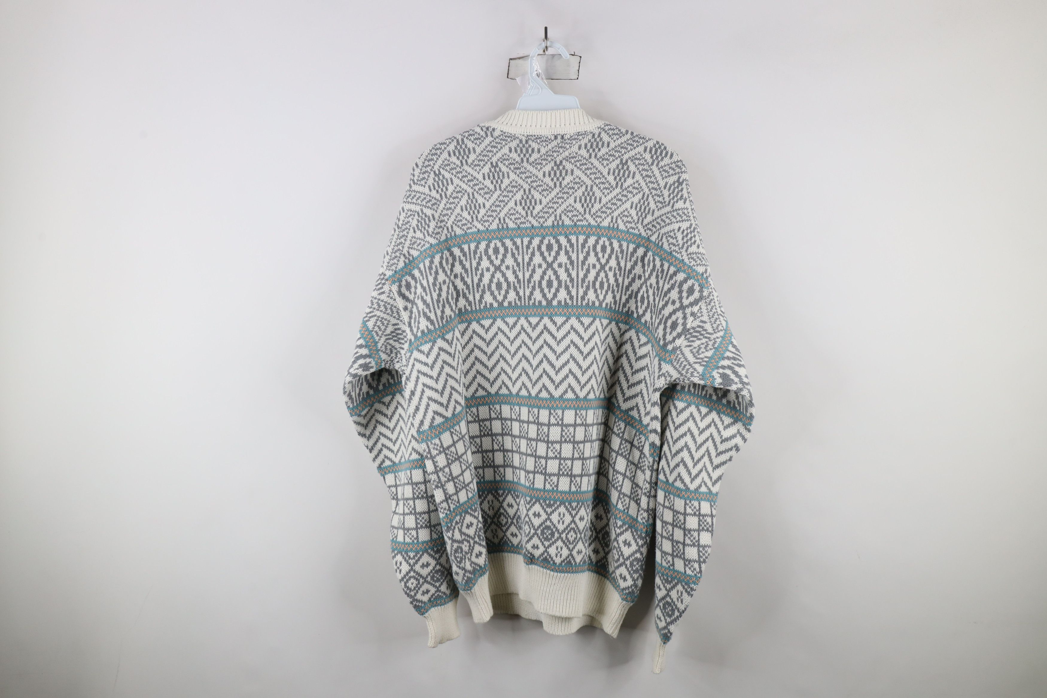 Vintage Vintage 90s Streetwear Geometric Knit Grandpa Dad Sweater Size US XL / EU 56 / 4 - 6 Thumbnail