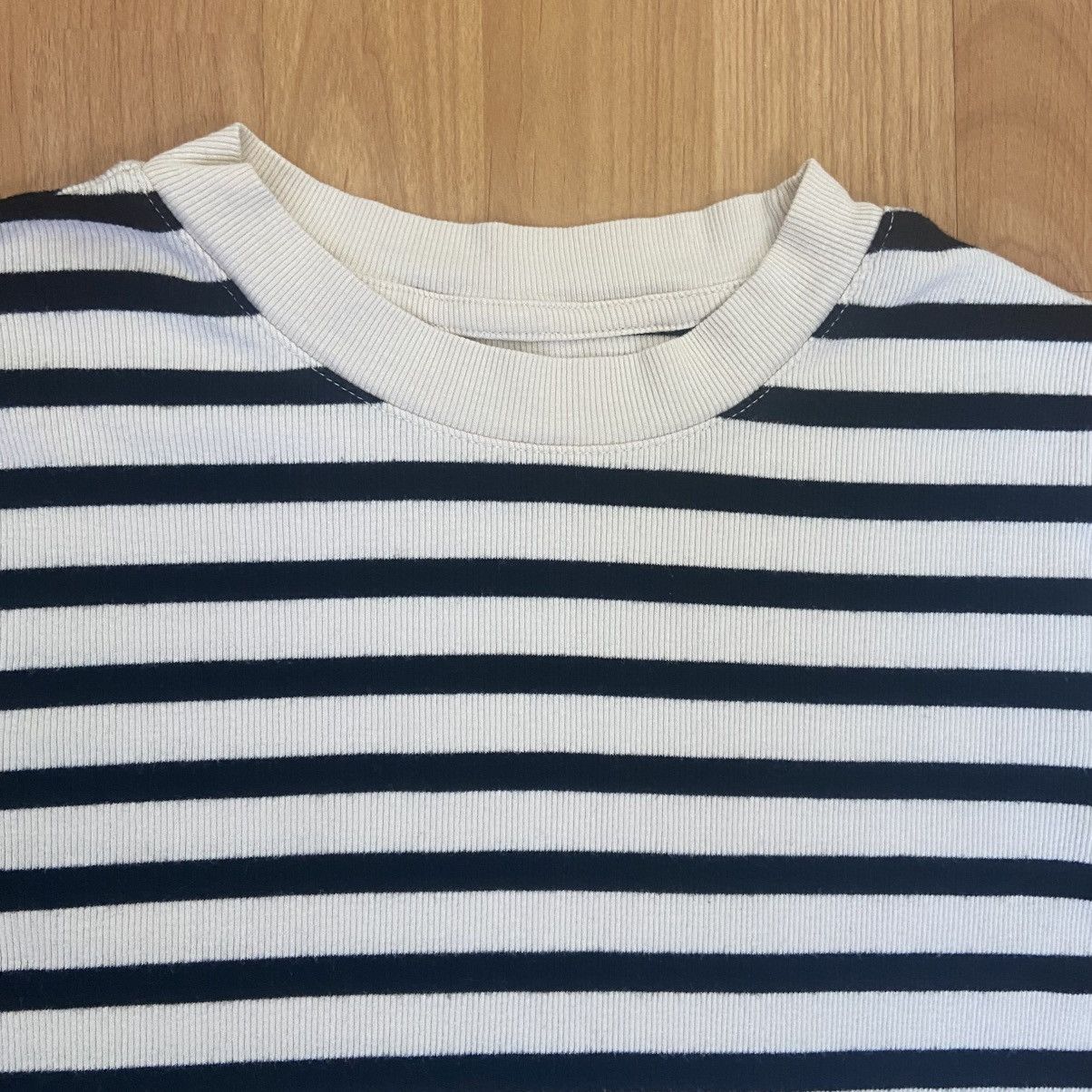 Vintage A New Day Black & Cream Striped Ribbed T-Shirt Womens Medium Size M / US 6-8 / IT 42-44 - 3 Thumbnail