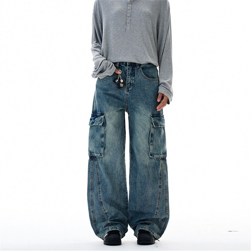 Vintage Distressed, washed punk retro men's loose-fitting work jeans Size US 32 / EU 48 - 1 Thumbnail