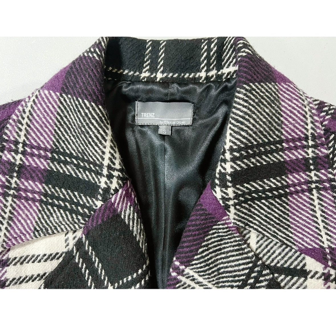 Trendt Vision Purple Plaid Belted Collared Winter Jacket Coat Size S 💜🖤 Size S / US 4 / IT 40 - 7 Thumbnail