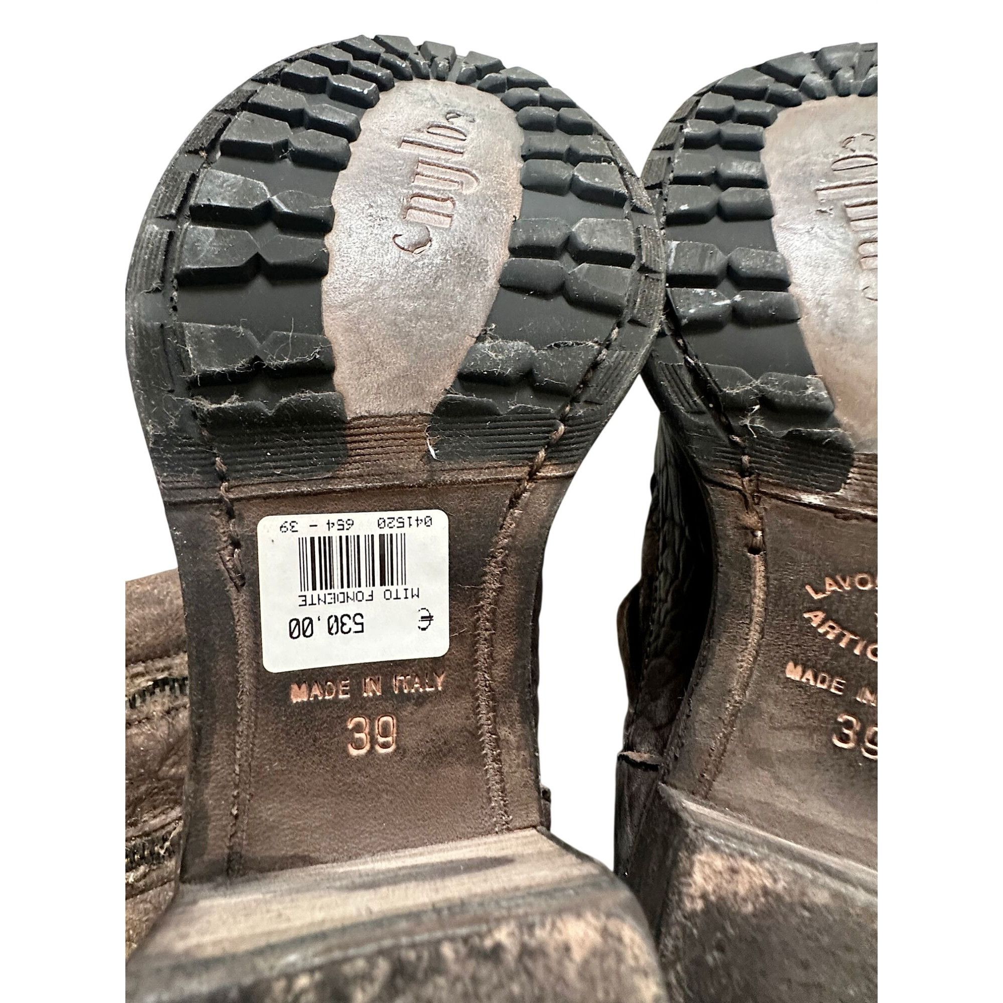 Other Nylo Distressed Leather Shearling Double Zip Booties Brown E Size US 9 / IT 39 - 10 Thumbnail
