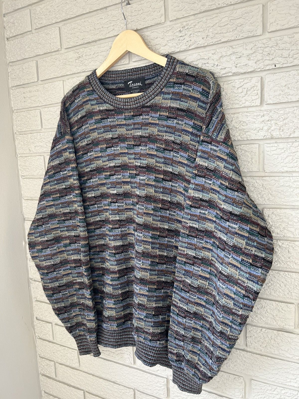 Tundra Vintage Tosani 3D Coogi Style Textured Knit Sweater Size US XL / EU 56 / 4 - 2 Thumbnail