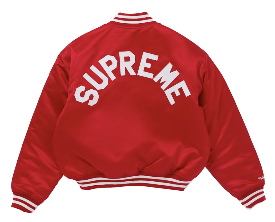 Supreme Mitchell & Ness Satin Varsity Jacket (FW24) Red Size US L / EU 52-54 / 3 - 1 Thumbnail