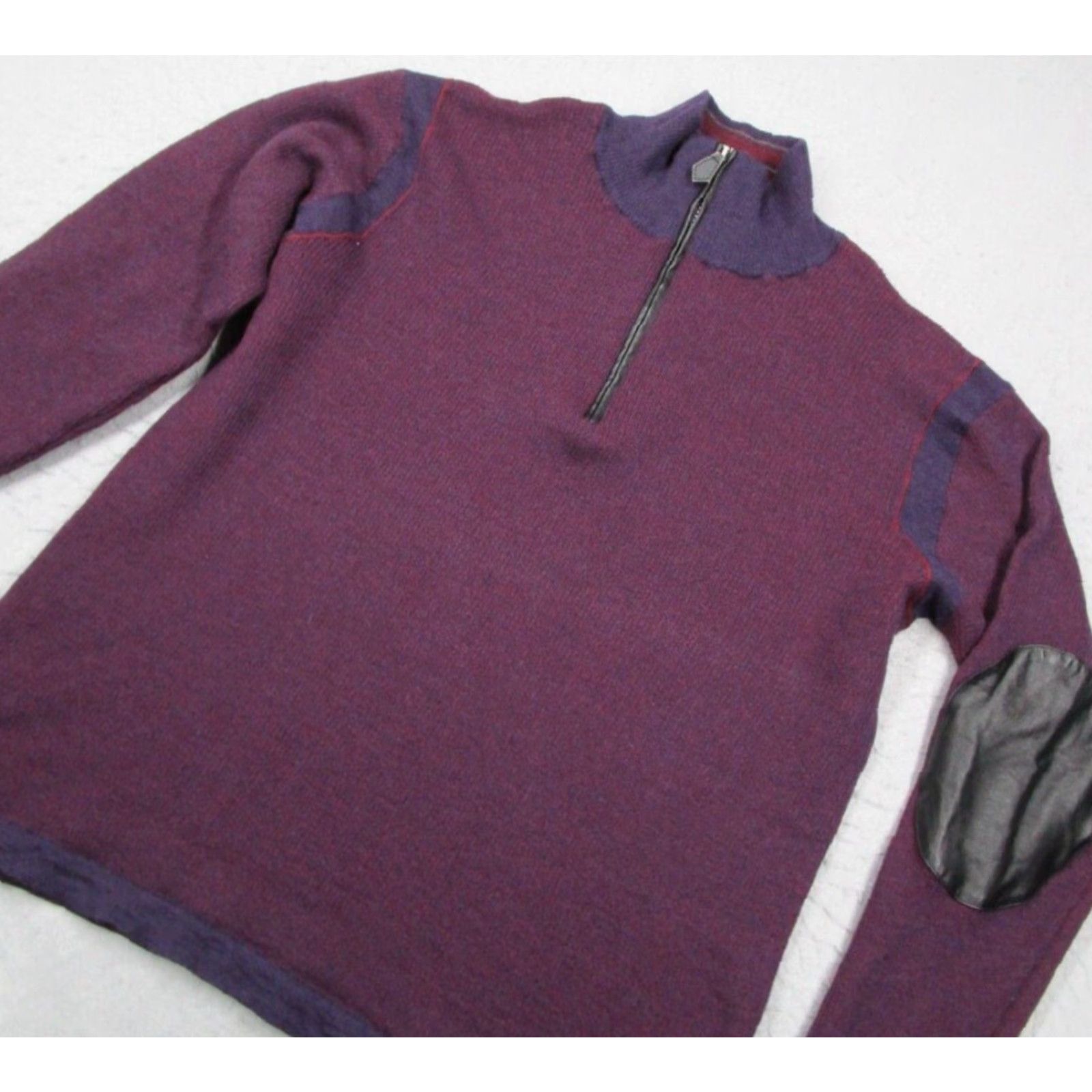 Robert Graham VINTAGE Robert Graham Sweater Mens XL Purple Knit Pullover 1/4 Zip Wool Casual Fall Winter Size US XL / EU 56 / 4 - 2 Thumbnail