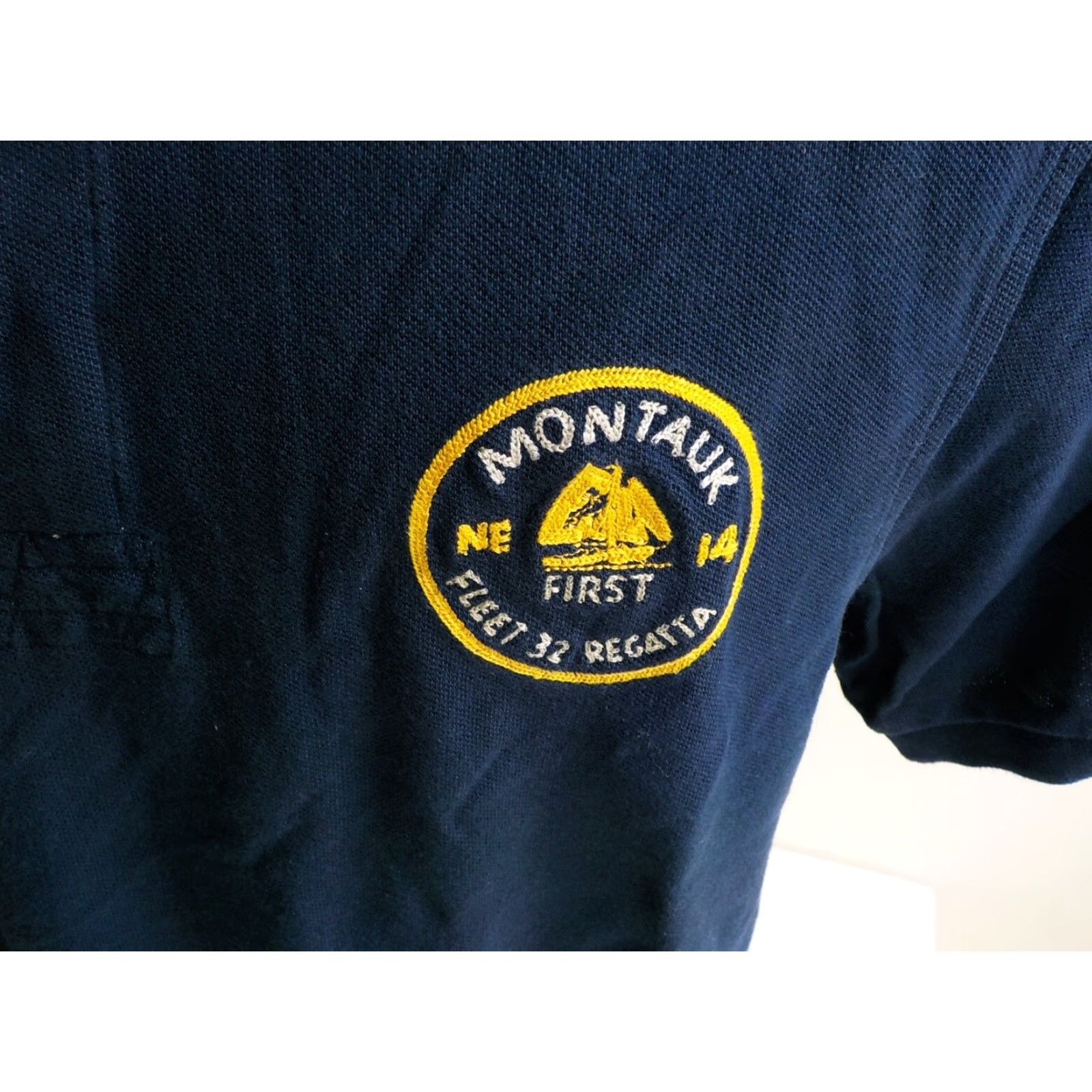 J.Crew J. Crew Polo Shirt Mens Cotton Navy/Ivory Montauk Fleet Regatta 100% Cotton Size MED Vintage Size US M / EU 48-50 / 2 - 3 Thumbnail