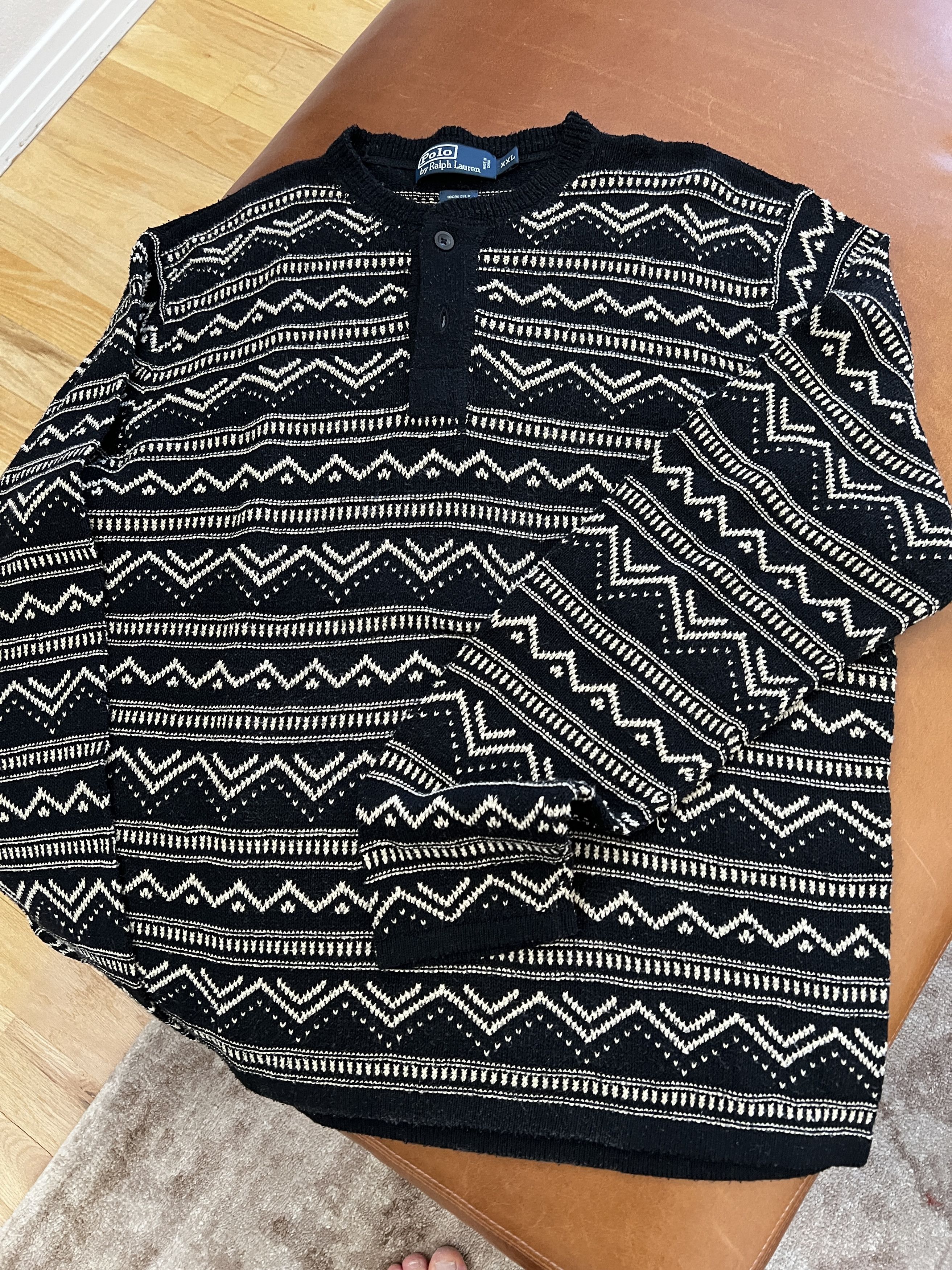 Polo Ralph Lauren Vintage Ralph Lauren Mens 100% Woven Silk Sweater Size US XXL / EU 58 / 5 - 2 Thumbnail