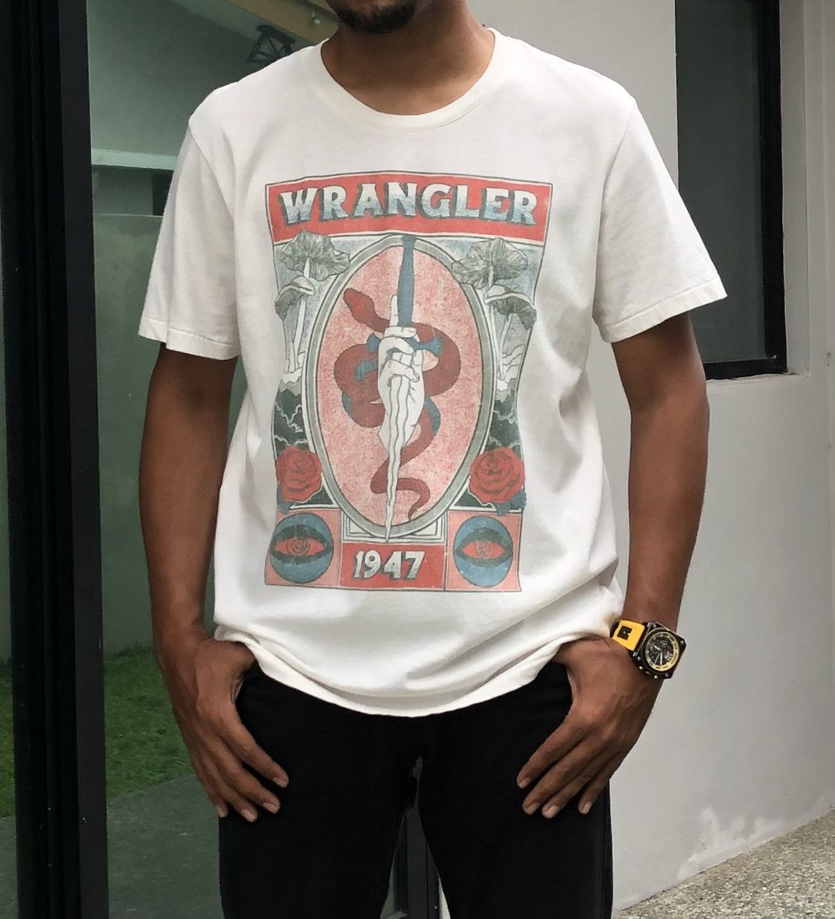 Wrangler WRANGLER Burning Bright OS Tee Ecru Size US L / EU 52-54 / 3 - 3 Thumbnail