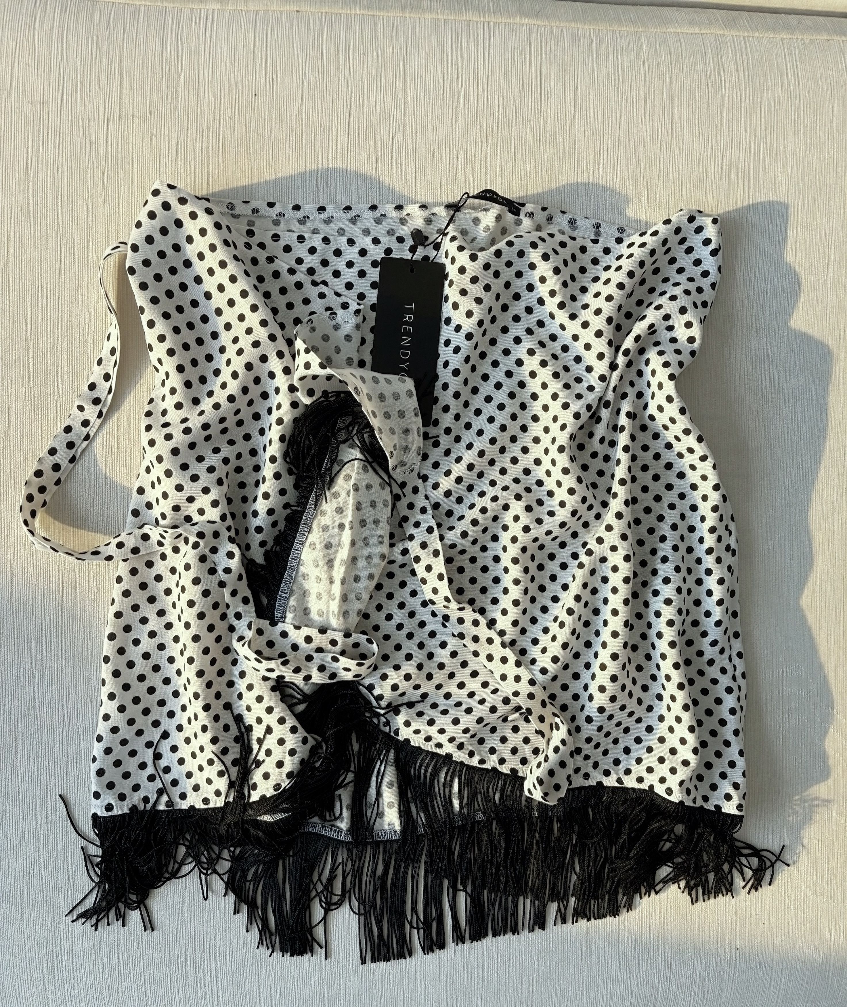 Other Polka Dot Fringe Wrap Skirt Asymmetrical Size M NWT Size 28" / US 6 / IT 42 - 4 Thumbnail