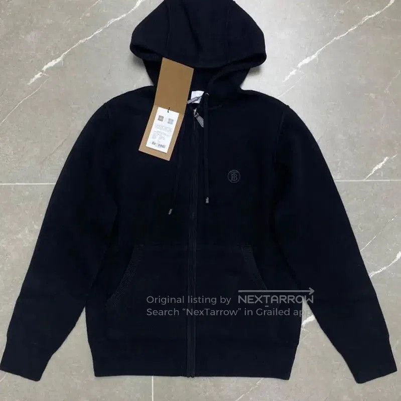 Burberry Men's Black Cashmere Logo Hoodie.