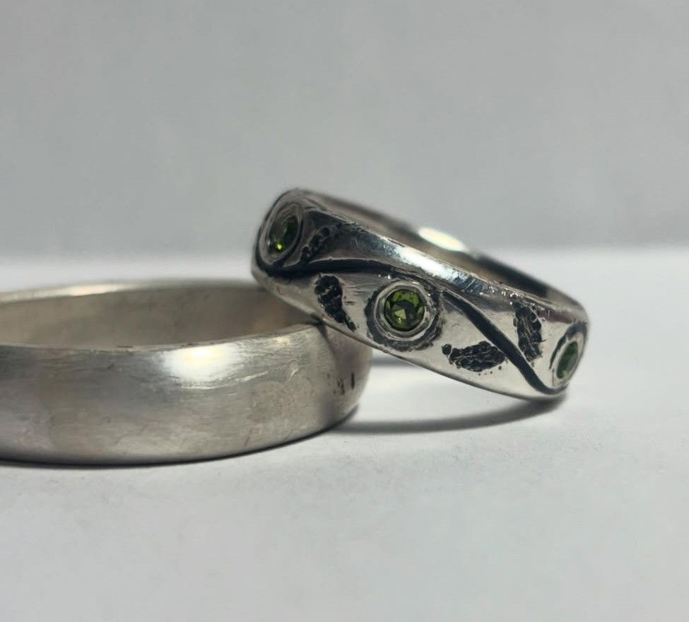 Handmade Size 7 1/4 engraved 3mm peridot ring Size ONE SIZE - 5 Thumbnail