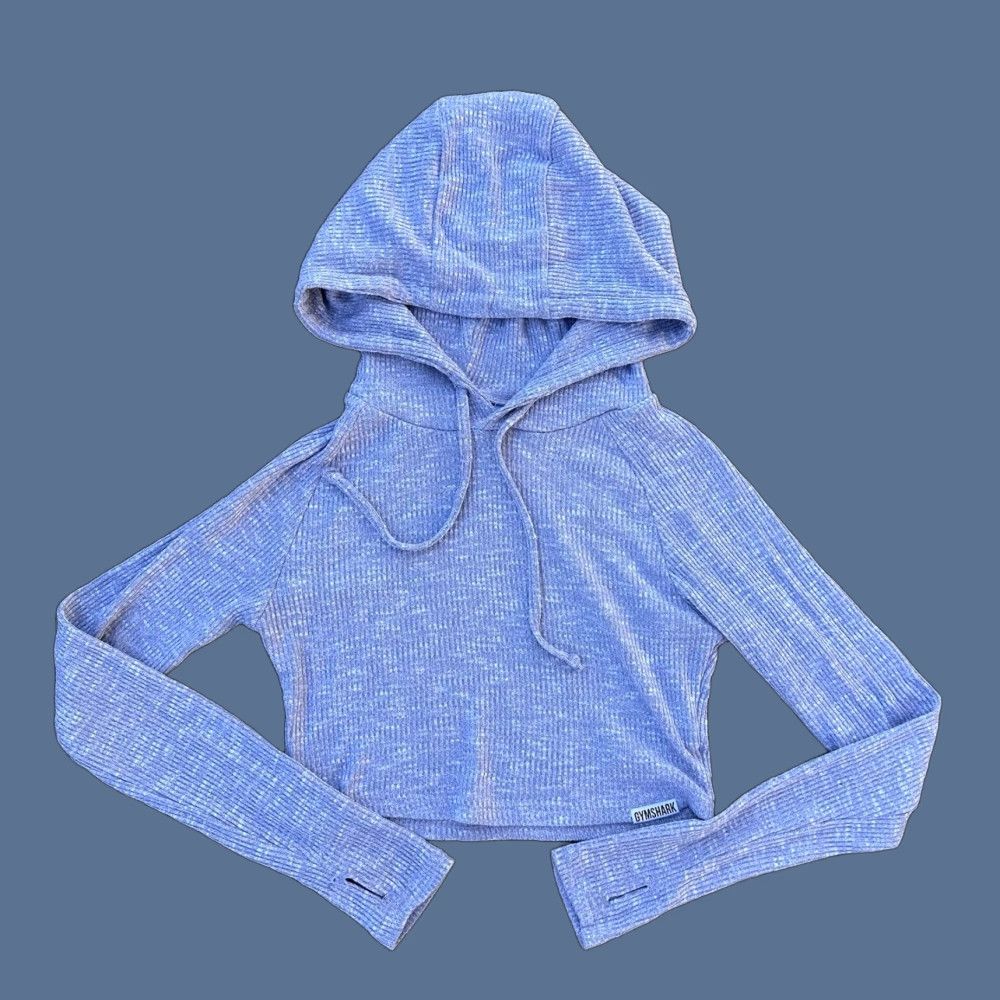 Gymshark Gymshark Slounge Cropped Ribbed Hoodie Longsleeve Gray Activewear Size M Women Pullover Crew Neck Logo Embroidered All Seasons Hooded Casual Sports Size M / US 6-8 / IT 42-44 - 1 Thumbnail