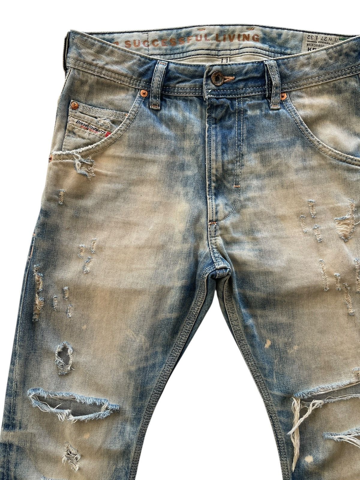 Diesel Diesel Krooley Regular Slim Carrot Distressed Denim Size US 29 - 3 Thumbnail