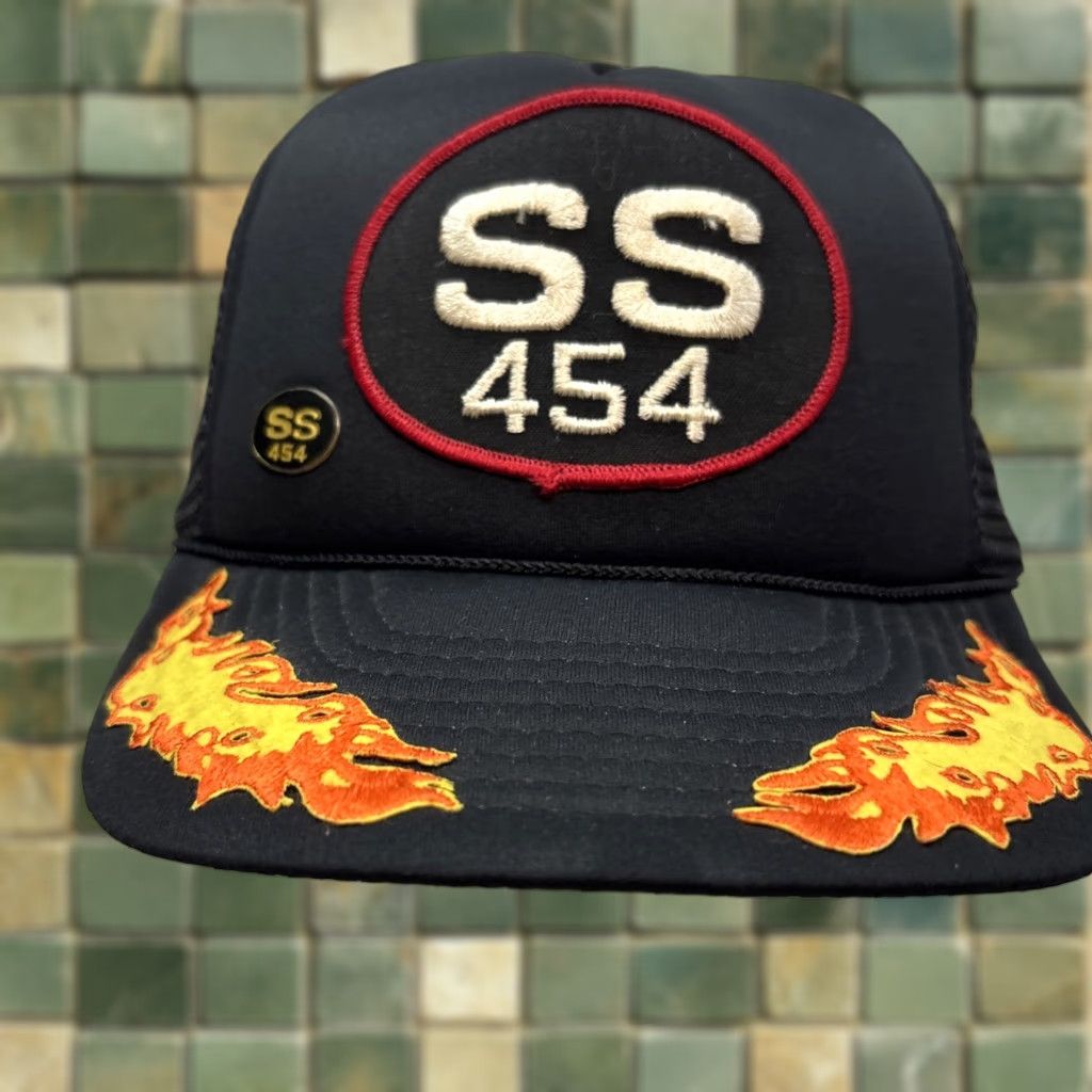Vintage Chevrolet Trucker Hat SS 454 Patch Black One Size Men Size ONE SIZE - 1 Thumbnail