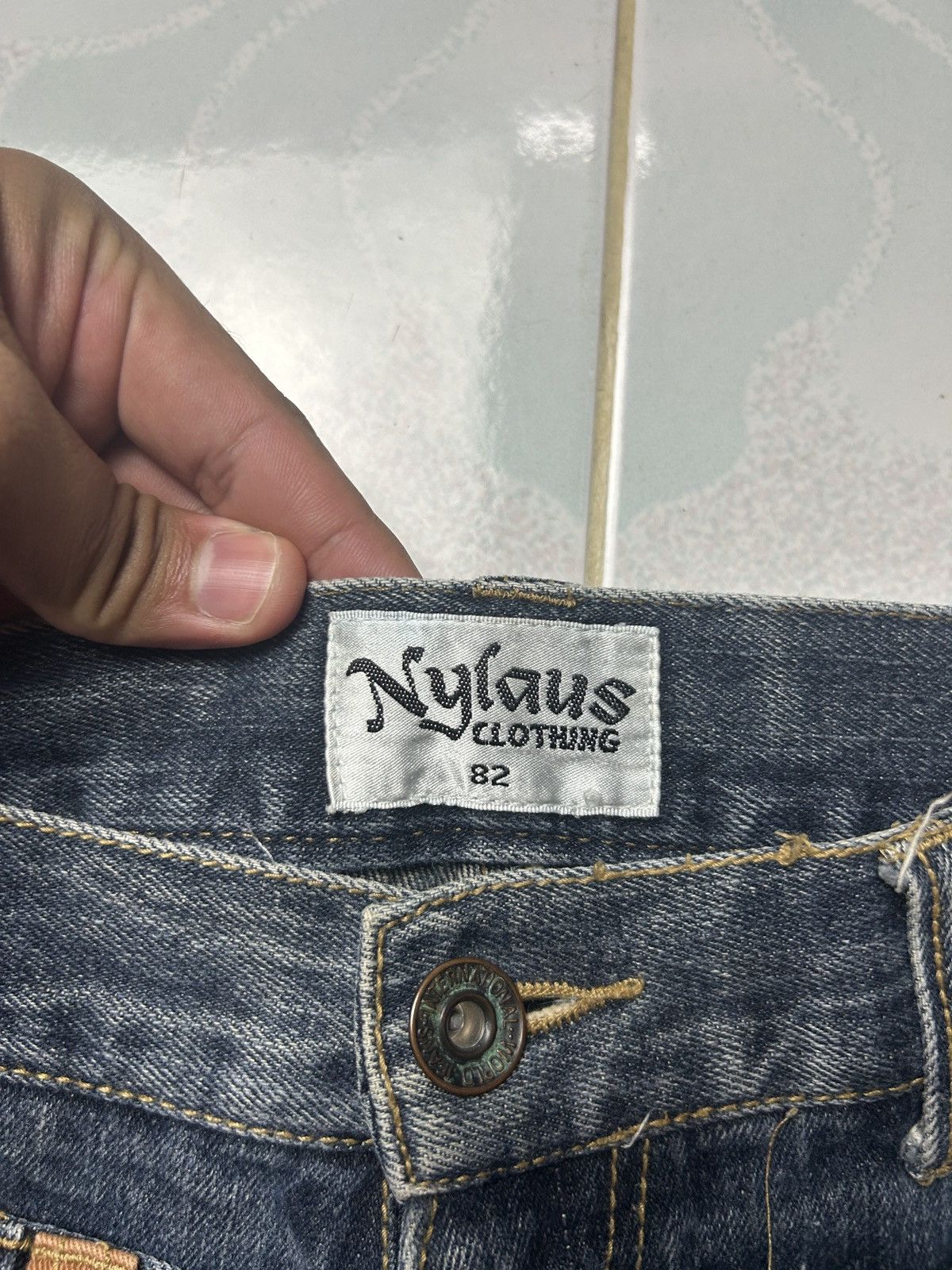 If Six Was Nine Vintage Nylaus Double Waist Sick Thunder Faded Punk Jeans Size US 32 / EU 48 - 7 Thumbnail
