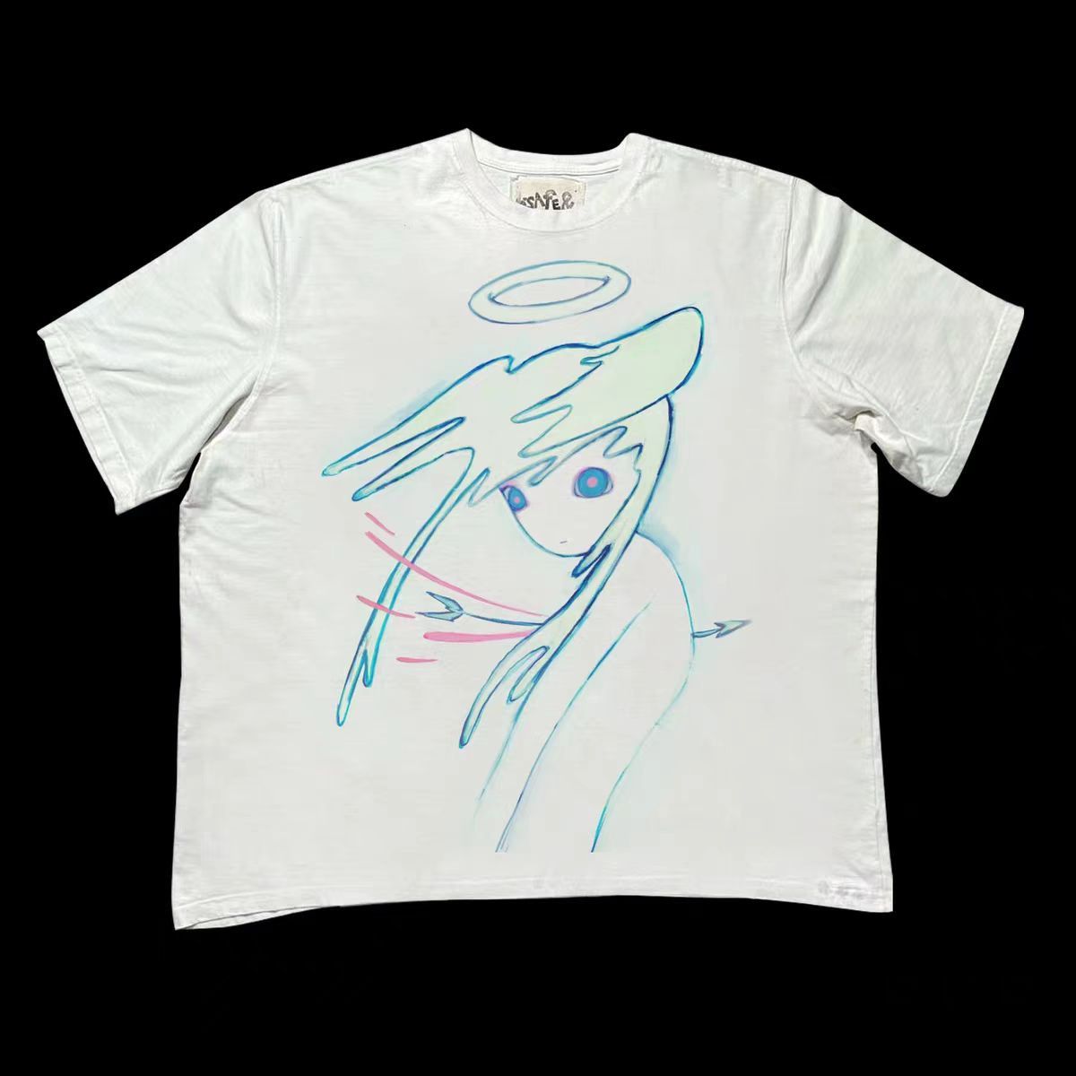 Vintage White Loose Hand-painted Printed Short Sleeve T-Shirt Size US M / EU 48-50 / 2 - 1 Thumbnail