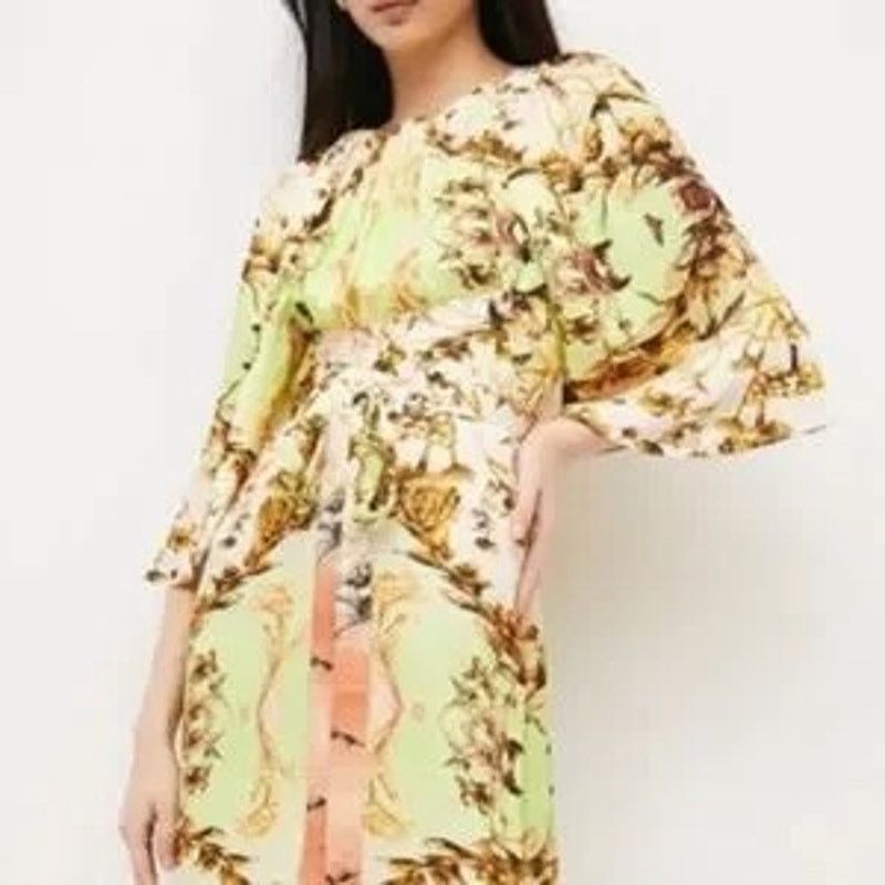 Karen Millen Karen Millen Mirrored Tulipa Print Woven Satin Maxi Dress Size M / US 6-8 / IT 42-44 - 2 Thumbnail