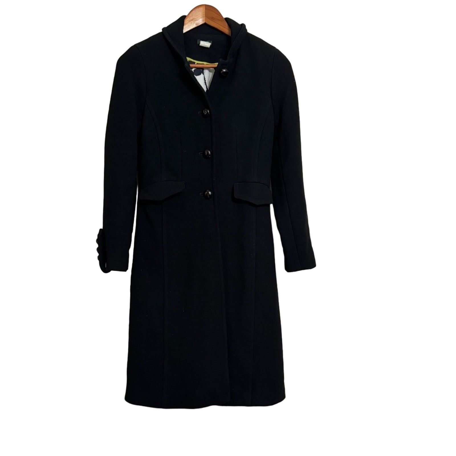 J.Crew J.Crew Wool Top Mid Length Dress Coat Black Size 0/XS Size XS / US 0-2 / IT 36-38 - 1 Thumbnail