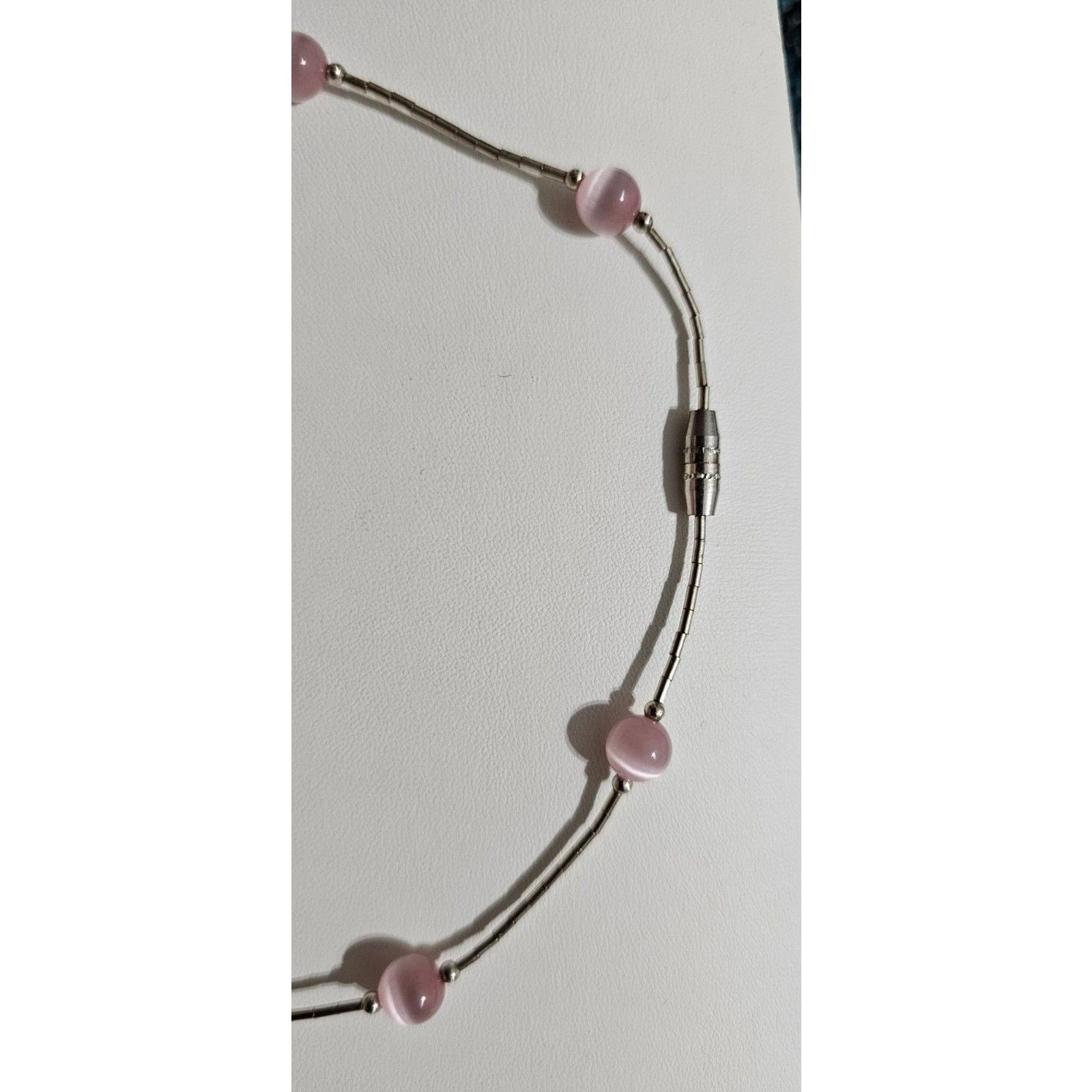Pink Silver 925 vintage liquid silver pink cat’s eye Necklace Size ONE SIZE - 3 Thumbnail
